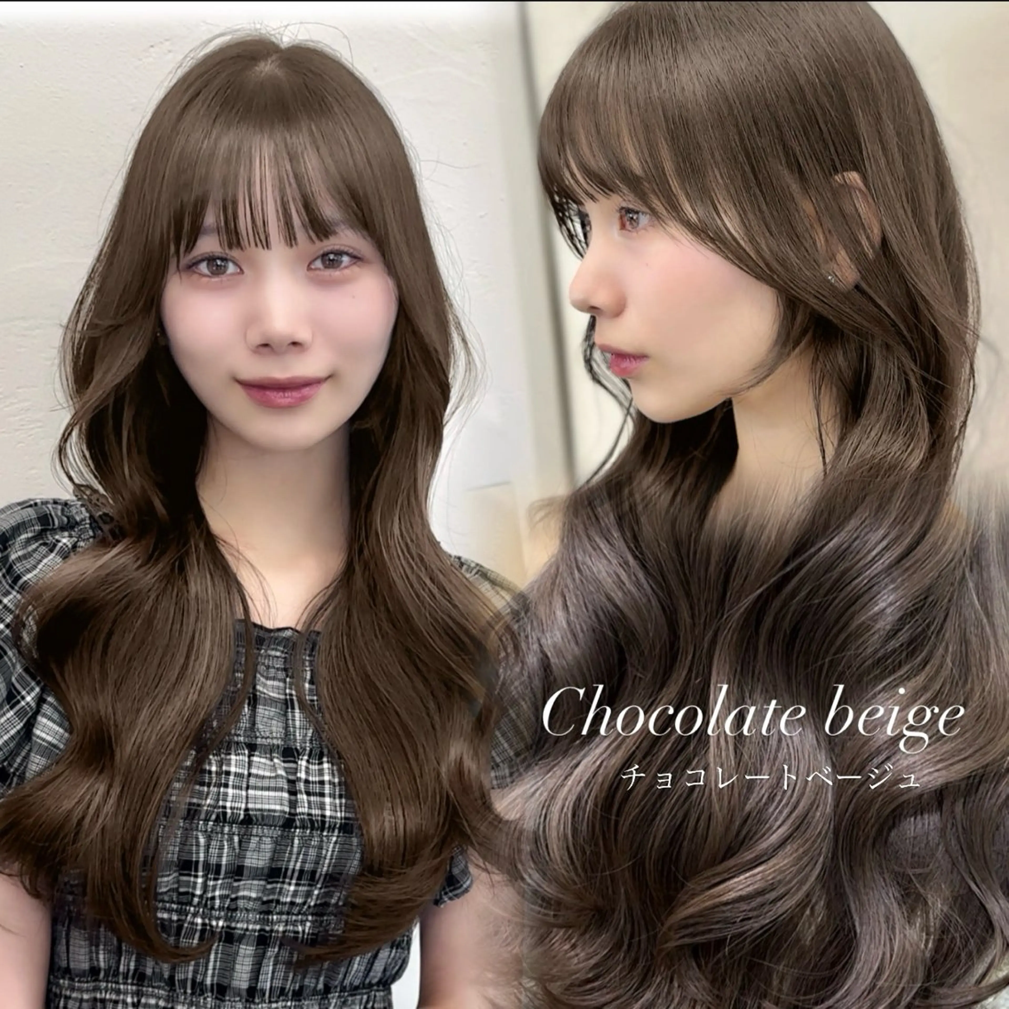 ミディアム カラー ヘアアレンジ カット ヘアカラー トリートメント 顔周りcut/ 艶ワンカラー♥ちさきのヘアスタイル