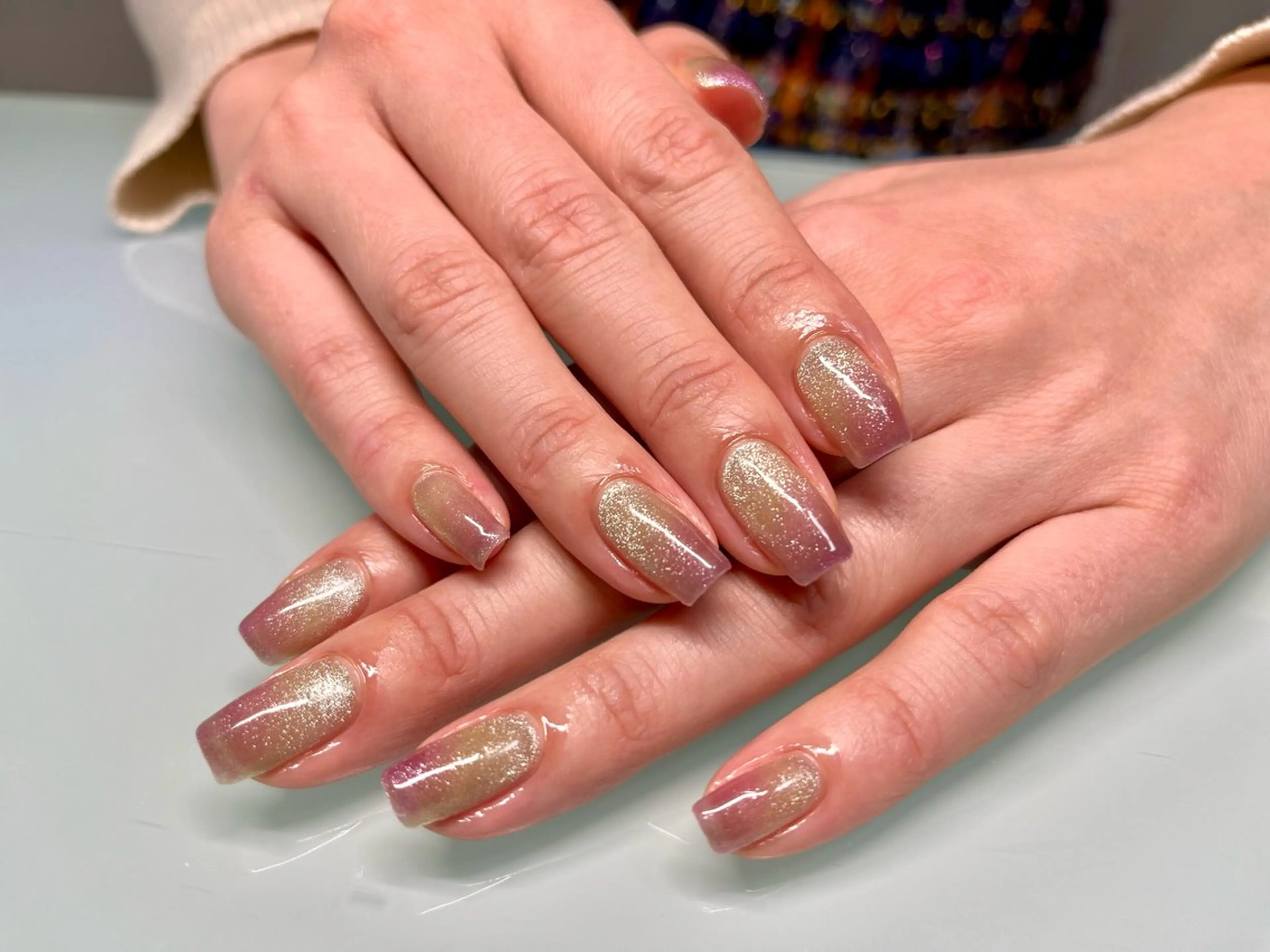ネイル グリーン パープル NailByua 武蔵新城徒歩4分のネイルデザイン