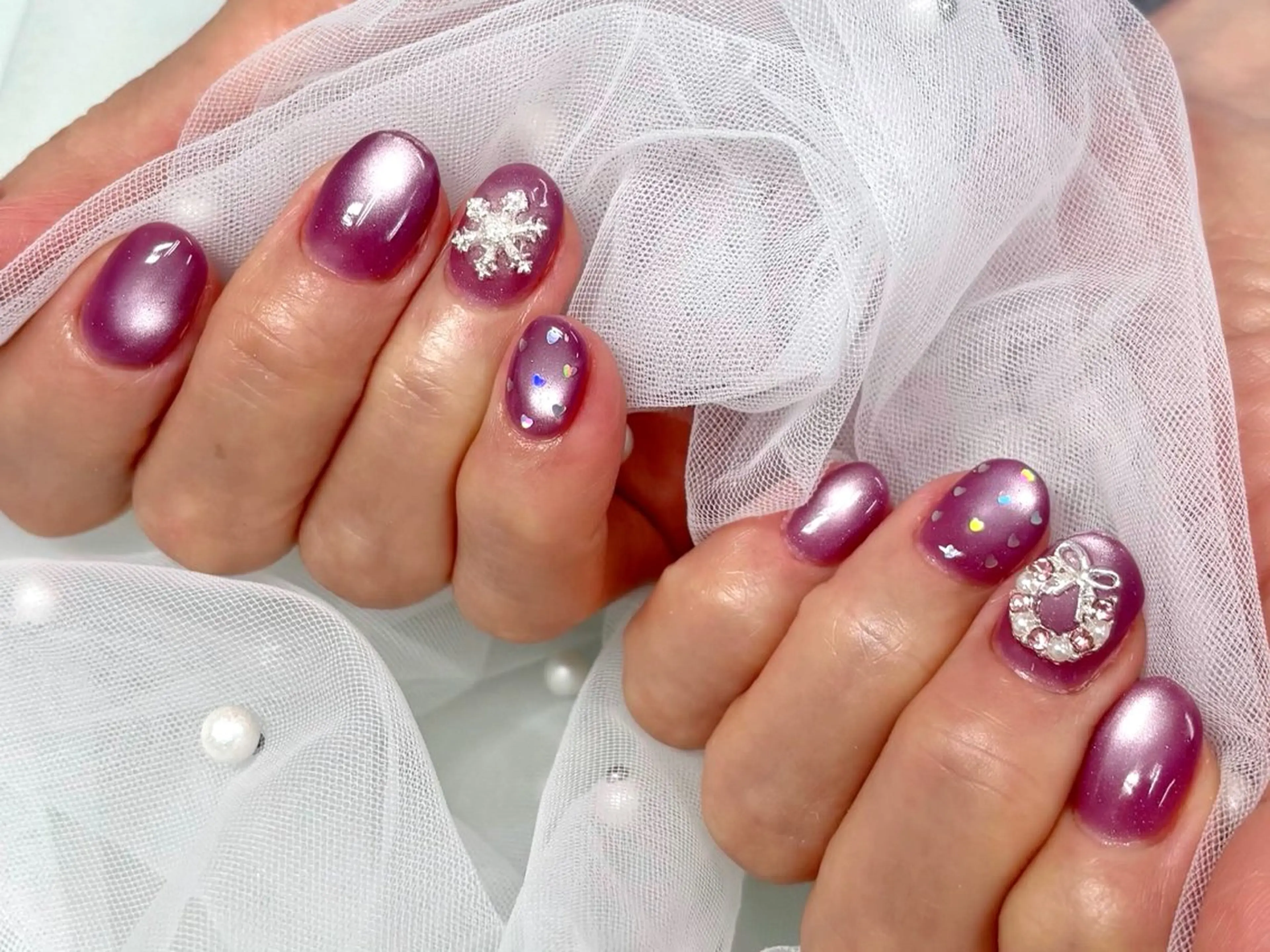 ネイル アートネイル ジェルネイル マグネットネイル 持ち込み パラジェル ハンドネイル Nail Neige🐈🌙のネイルデザイン