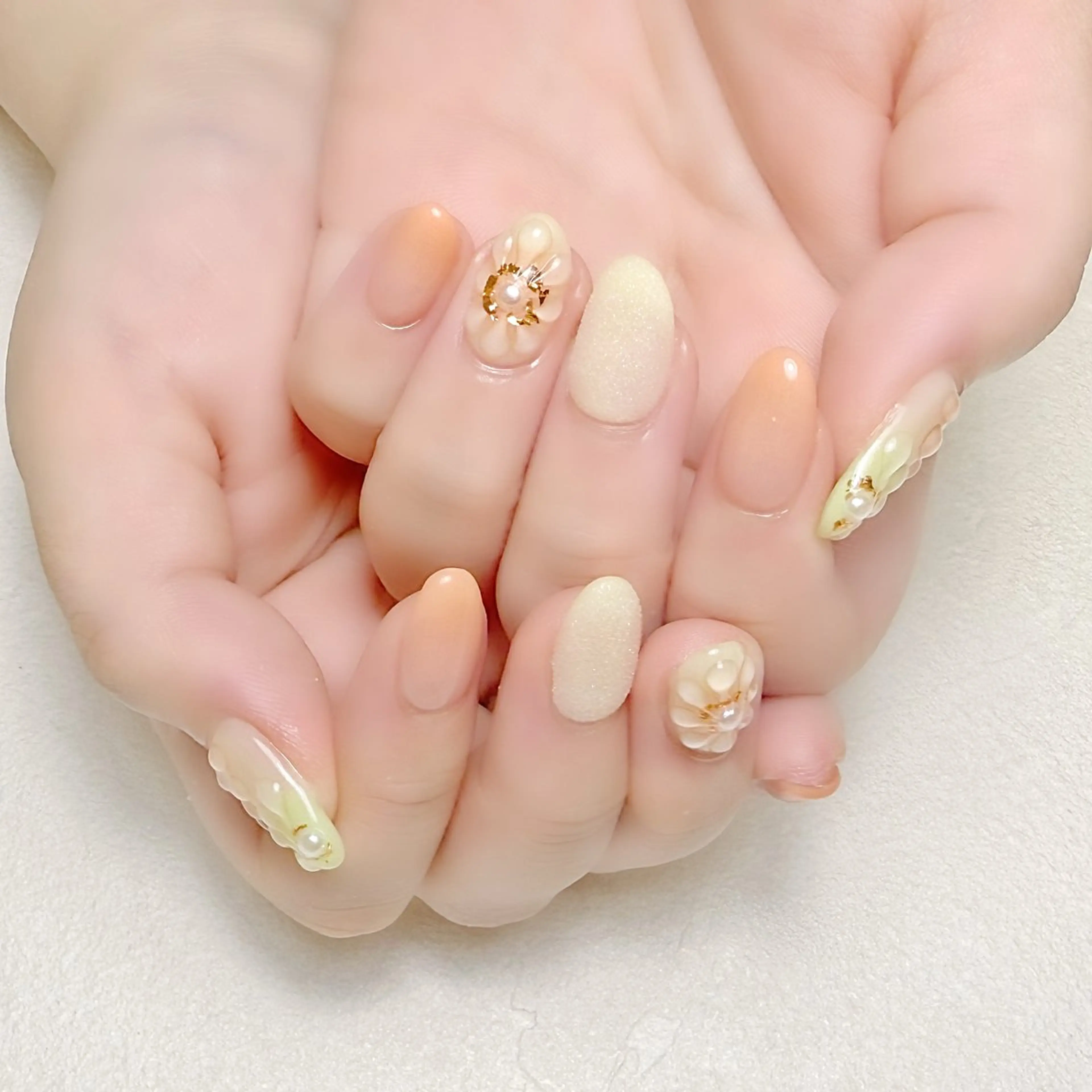 ネイル フラワーネイル 夏ネイル 黄色 rouse nail RISATOのネイルデザイン