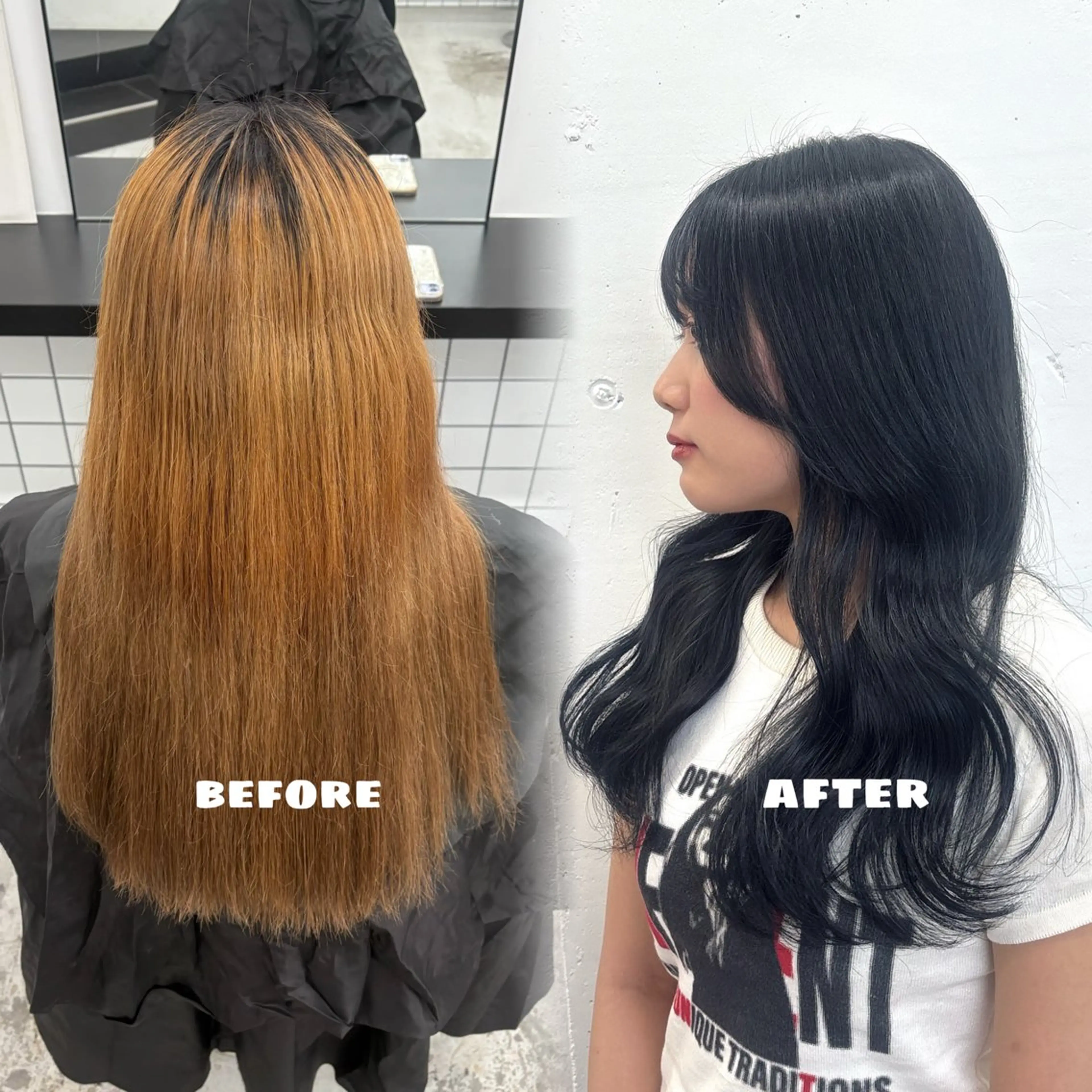 ロング カラー 黒髪 ブリーチ ブルーカラー ブルーブラック ヘアカラー トリートメント 🌟ゆりあ🌟 JILLSTUDIOのヘアスタイル