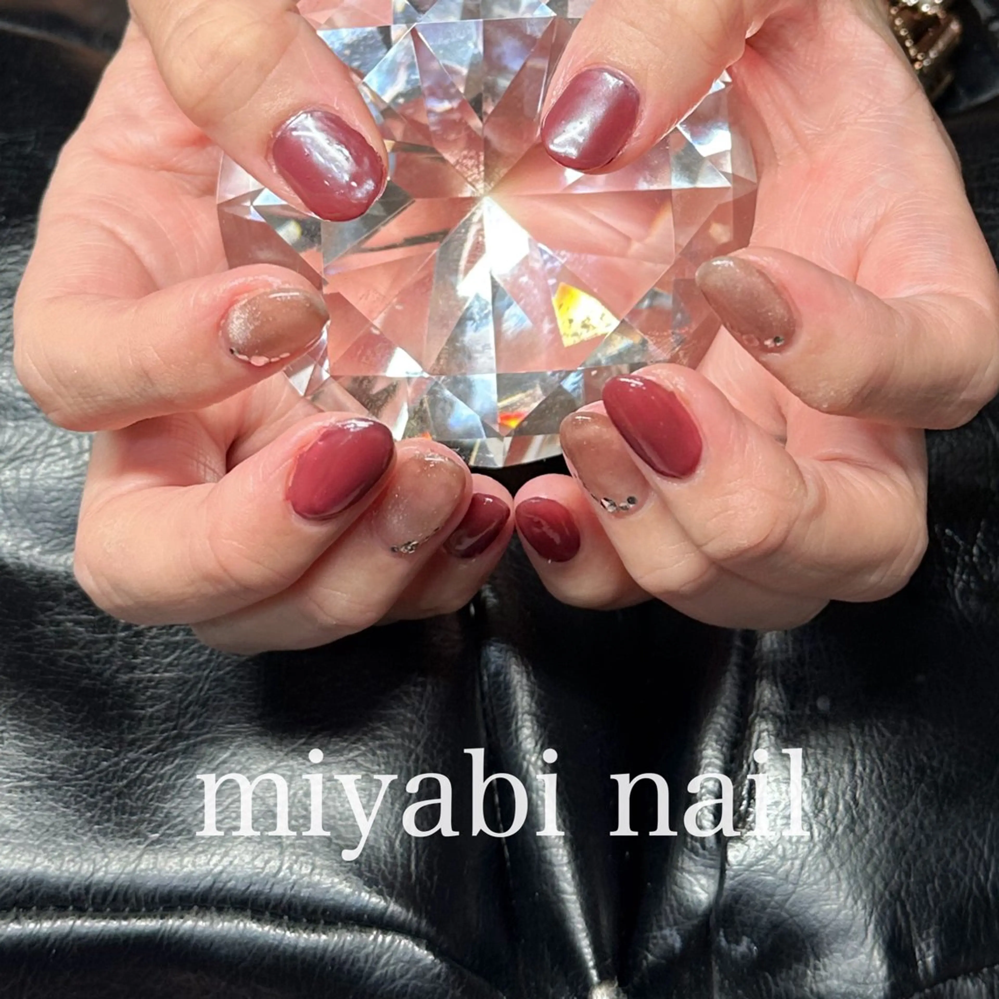 ネイル アートネイル ボルドー ジェルネイル マグネットネイル ミラーネイル ハンドネイル miyabi nail 桂川駅近くのネイルデザイン
