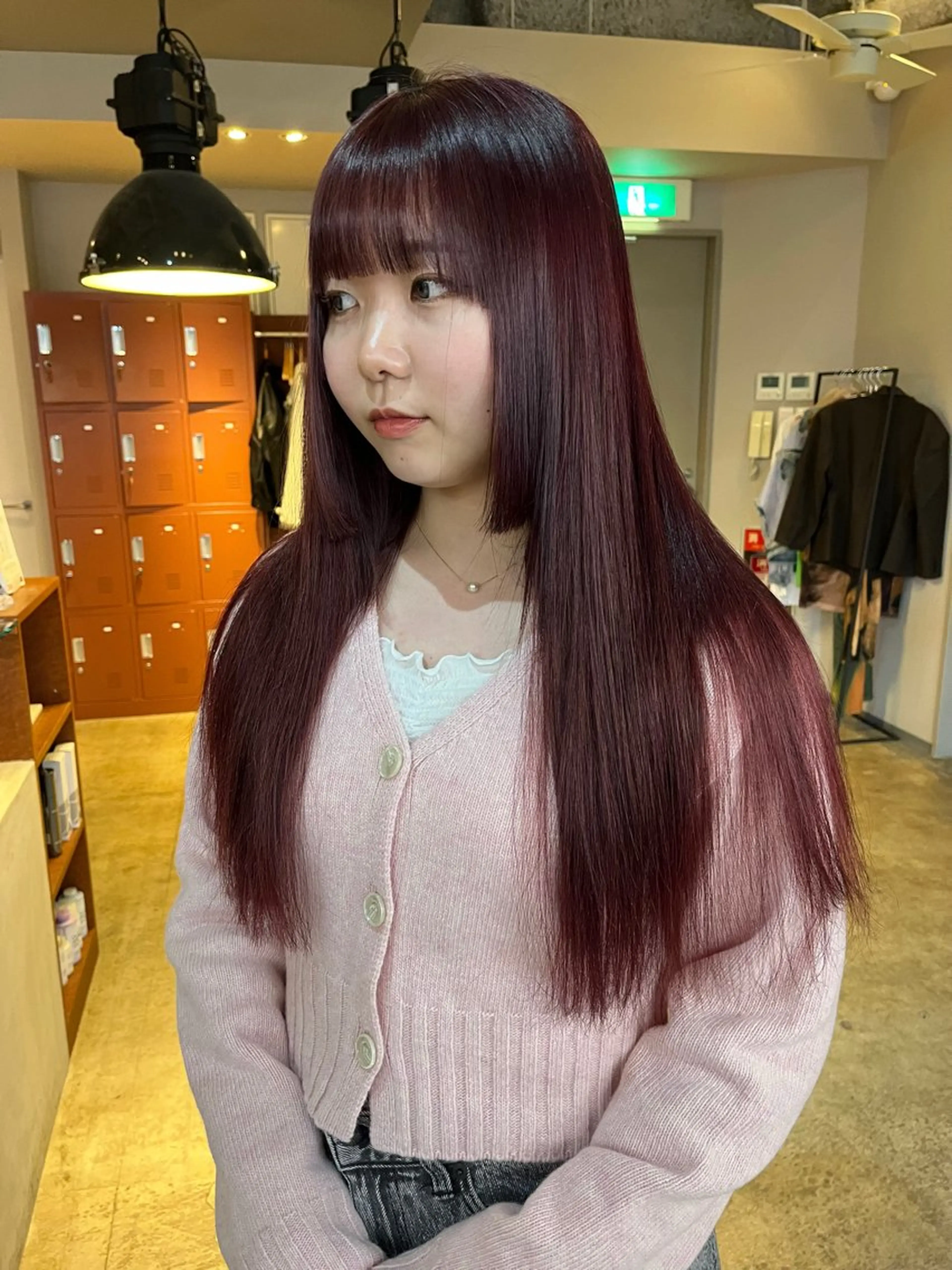 ロング カラー ボルドーカラー ケアカラー ハイトーンカラー 韓国風ヘア ヘアカラー 🩷ハイトーン透明感 レイヤー🩷ユリカのヘアスタイル