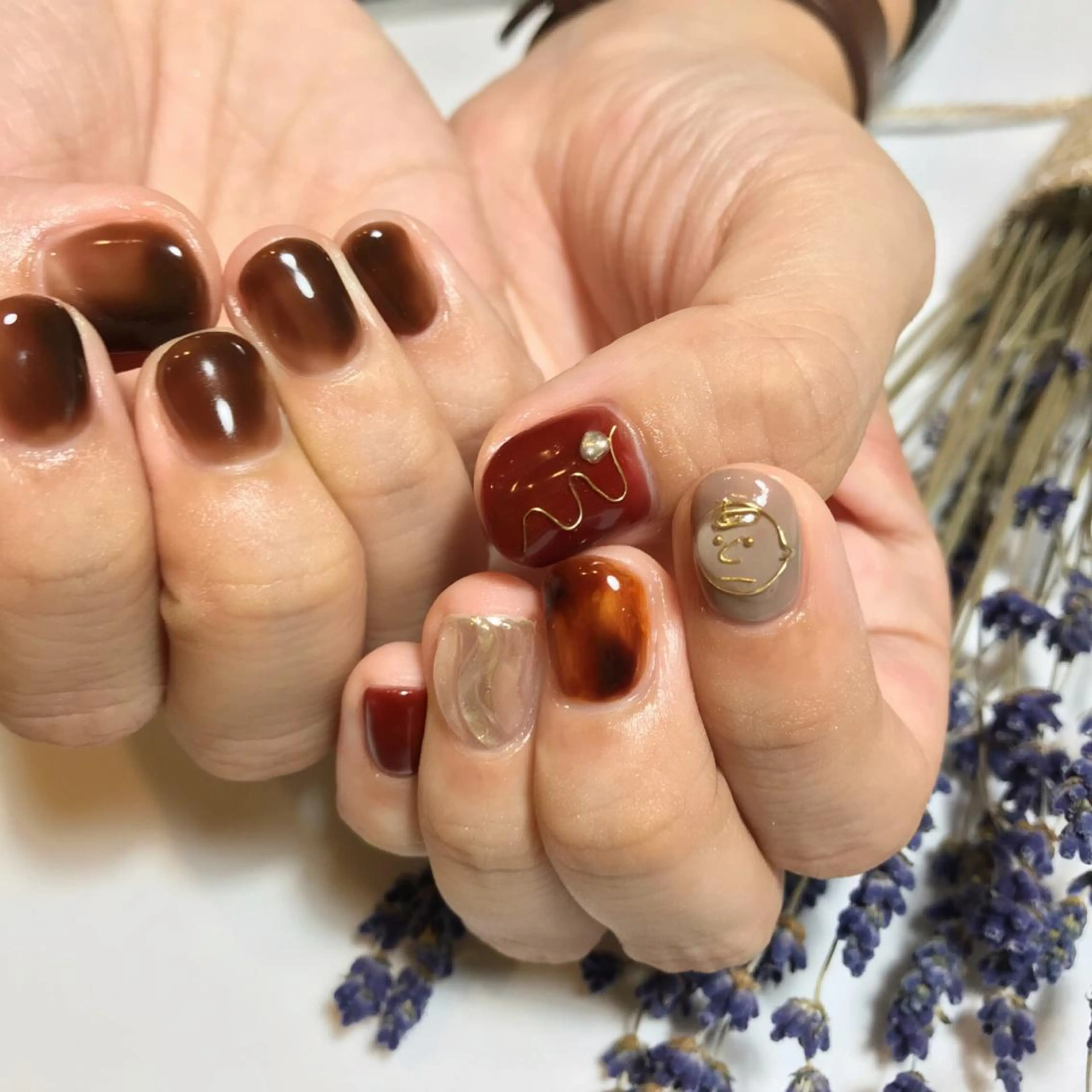 ネイル ブラウン ハンドネイル Nakazawa Mayuのネイルデザイン