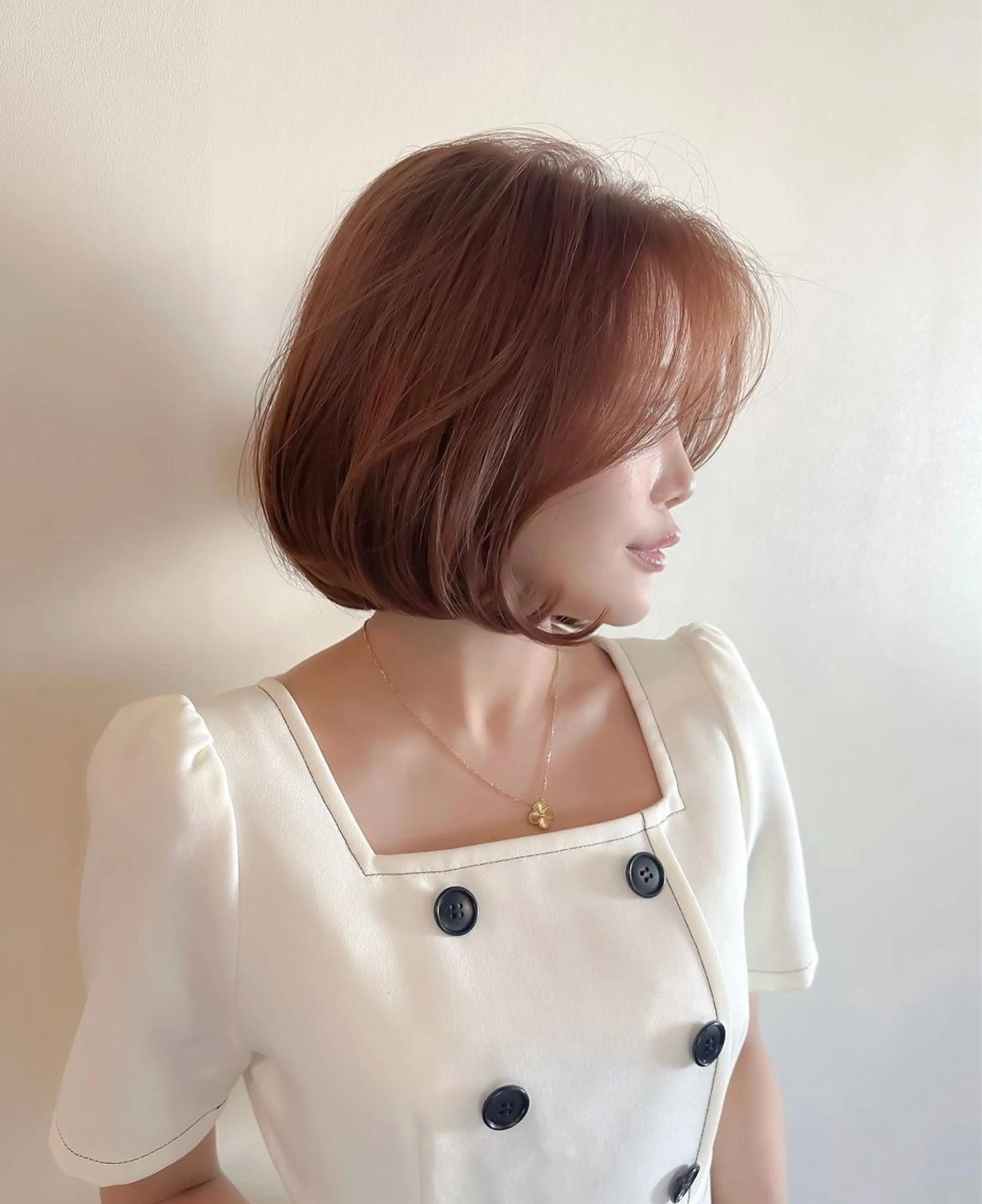 ショート ボブ タンバルモリ 韓国風ヘア ヘアカラー レイヤーカット/ハイ トーンカラー/きらのヘアスタイル