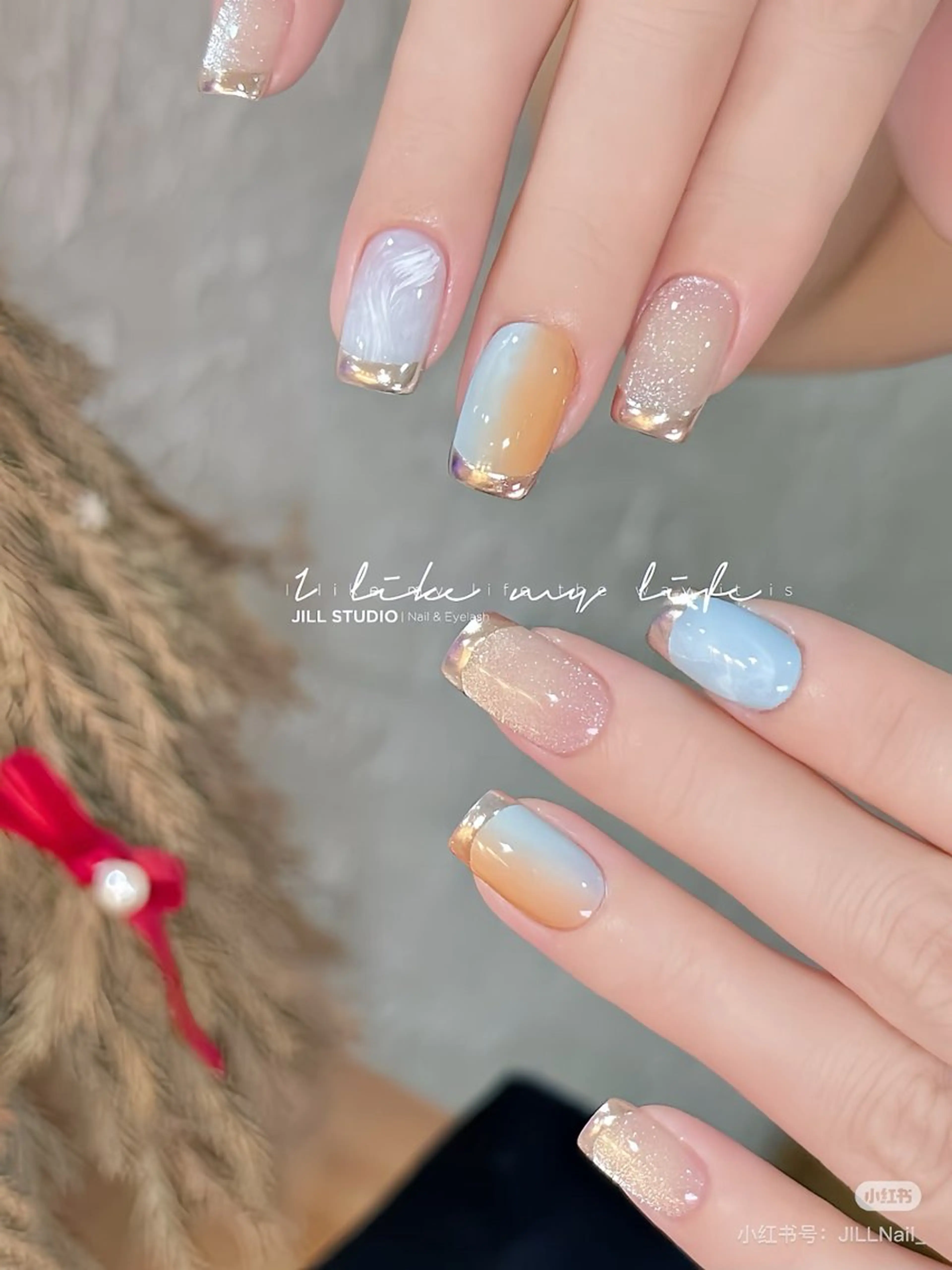 ミディアム ハンドネイル フットネイル ハンドケア 一其 サロンのネイルデザイン