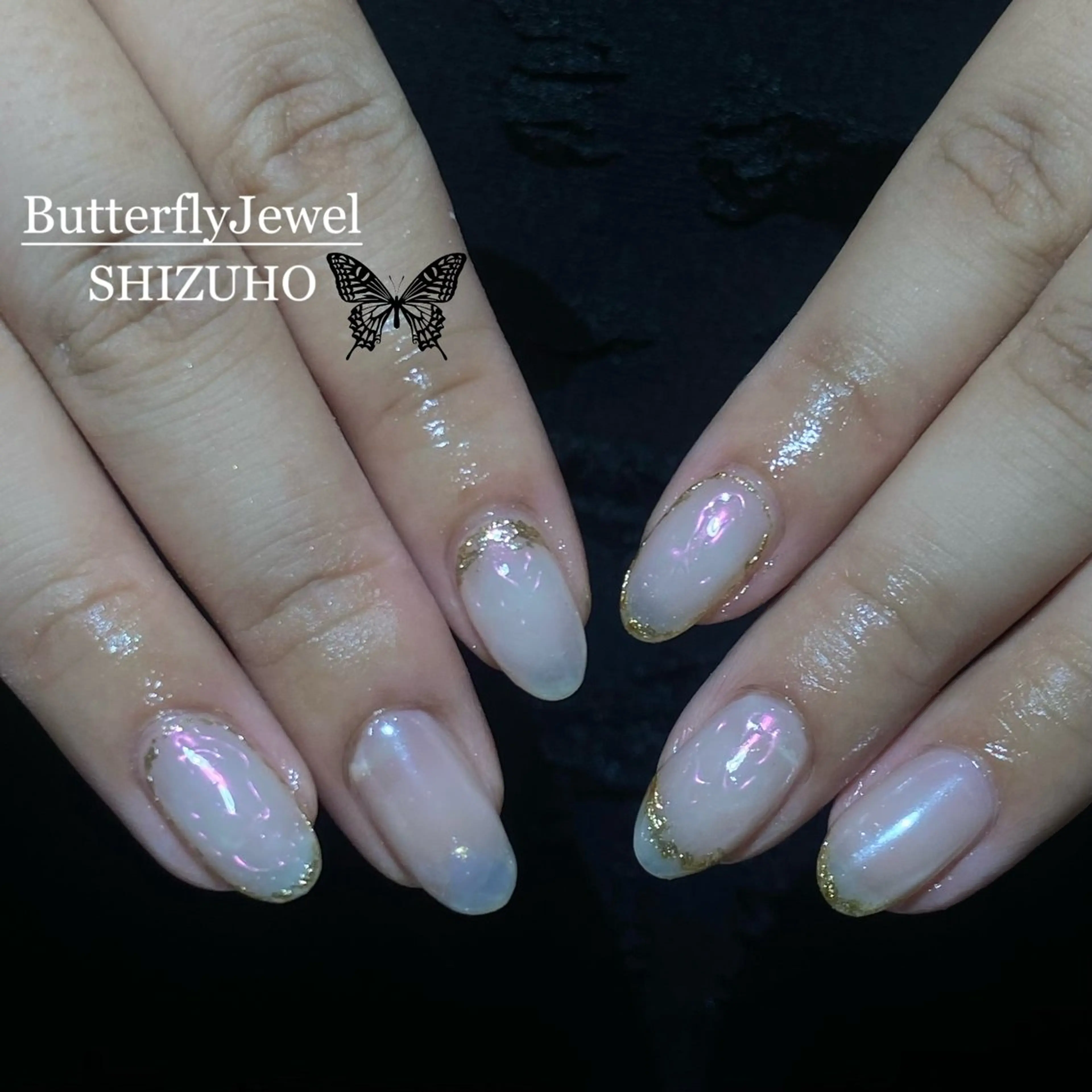 ネイル オーロラネイル ニュアンスネイル ハンドネイル Butterfly Jewel本店 石原のネイルデザイン