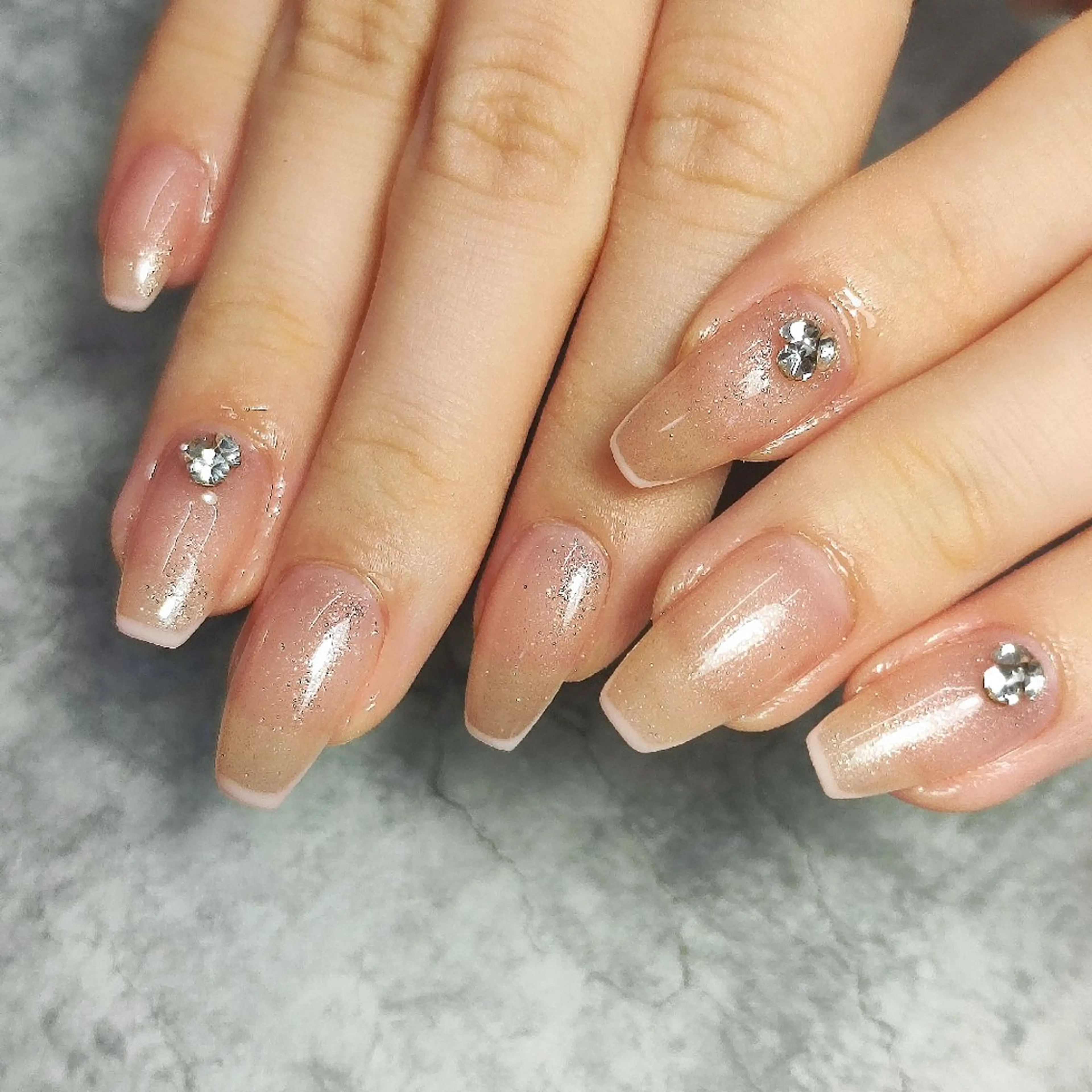 ネイル フレンチネイル マグネットネイル ピンク ホワイト ハンドネイル 個人サロン saltnailのネイルデザイン