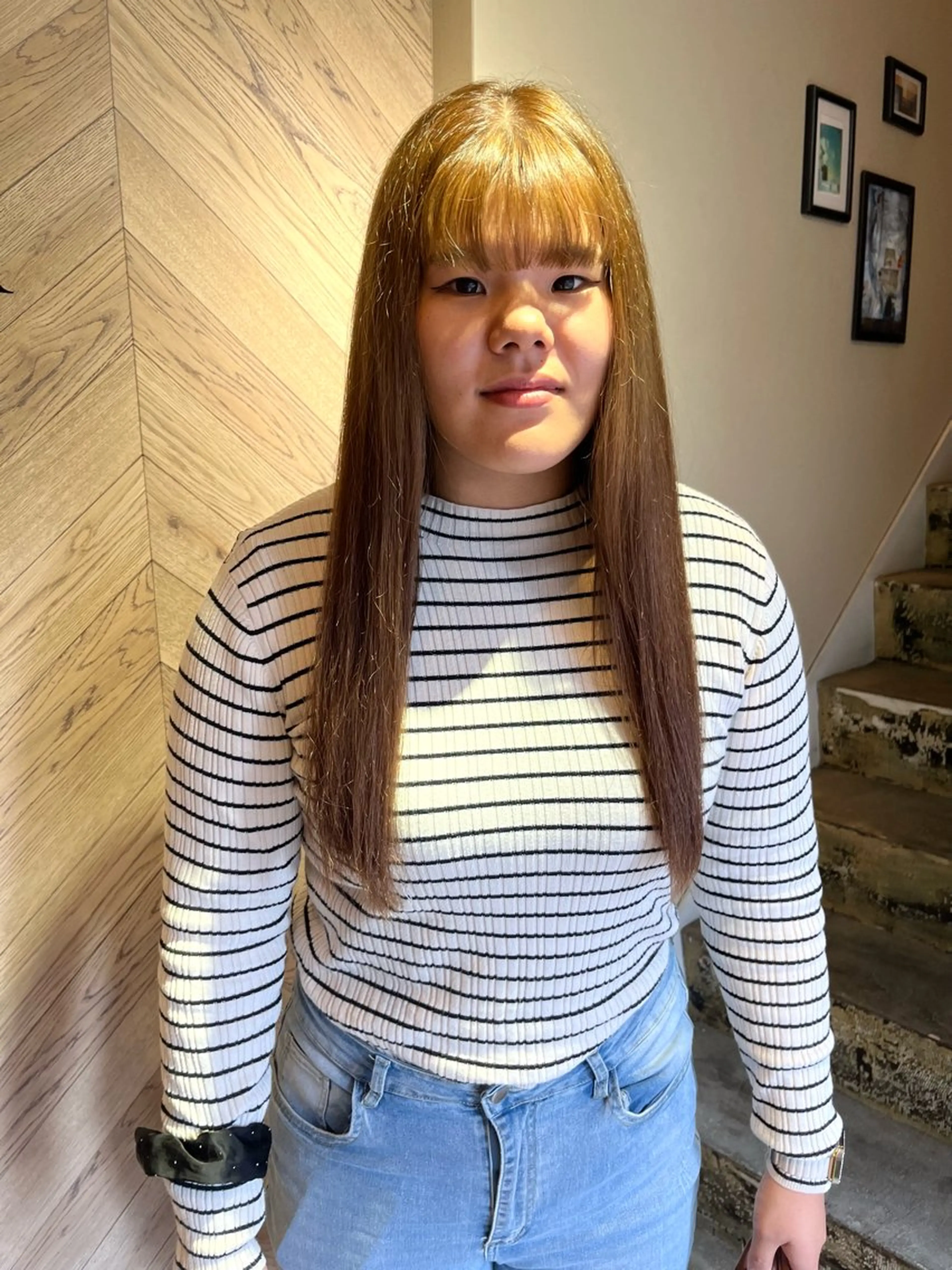 ロング カラー ベージュカラー ブリーチ ヘーゼル ブリーチなしカラー カット ヘアカラー FERIA あべの yumeho🍭のヘアスタイル