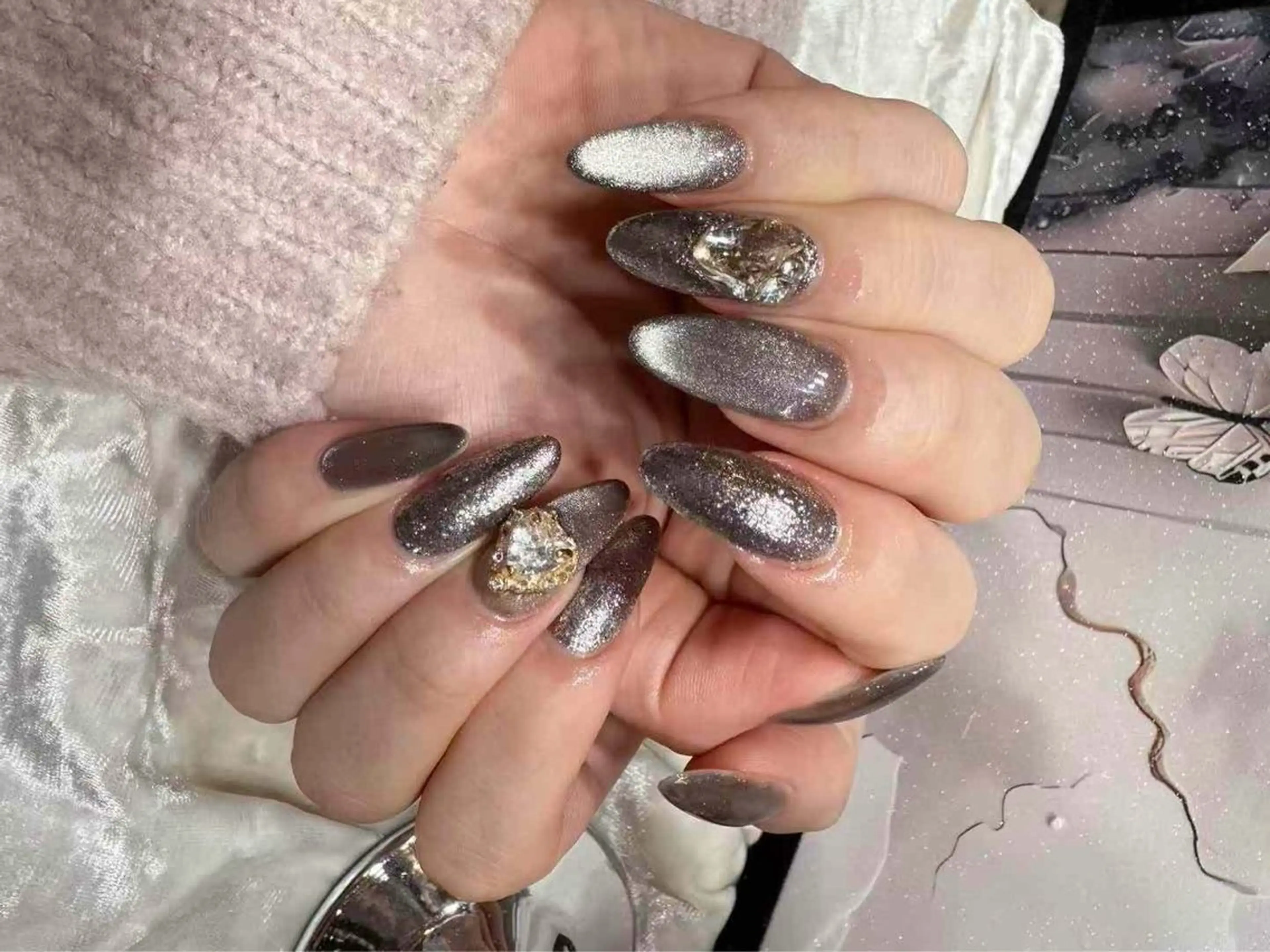 ネイル アートネイル フットネイル ジェルネイル ハート マグネットネイル Babarla Nailのネイルデザイン