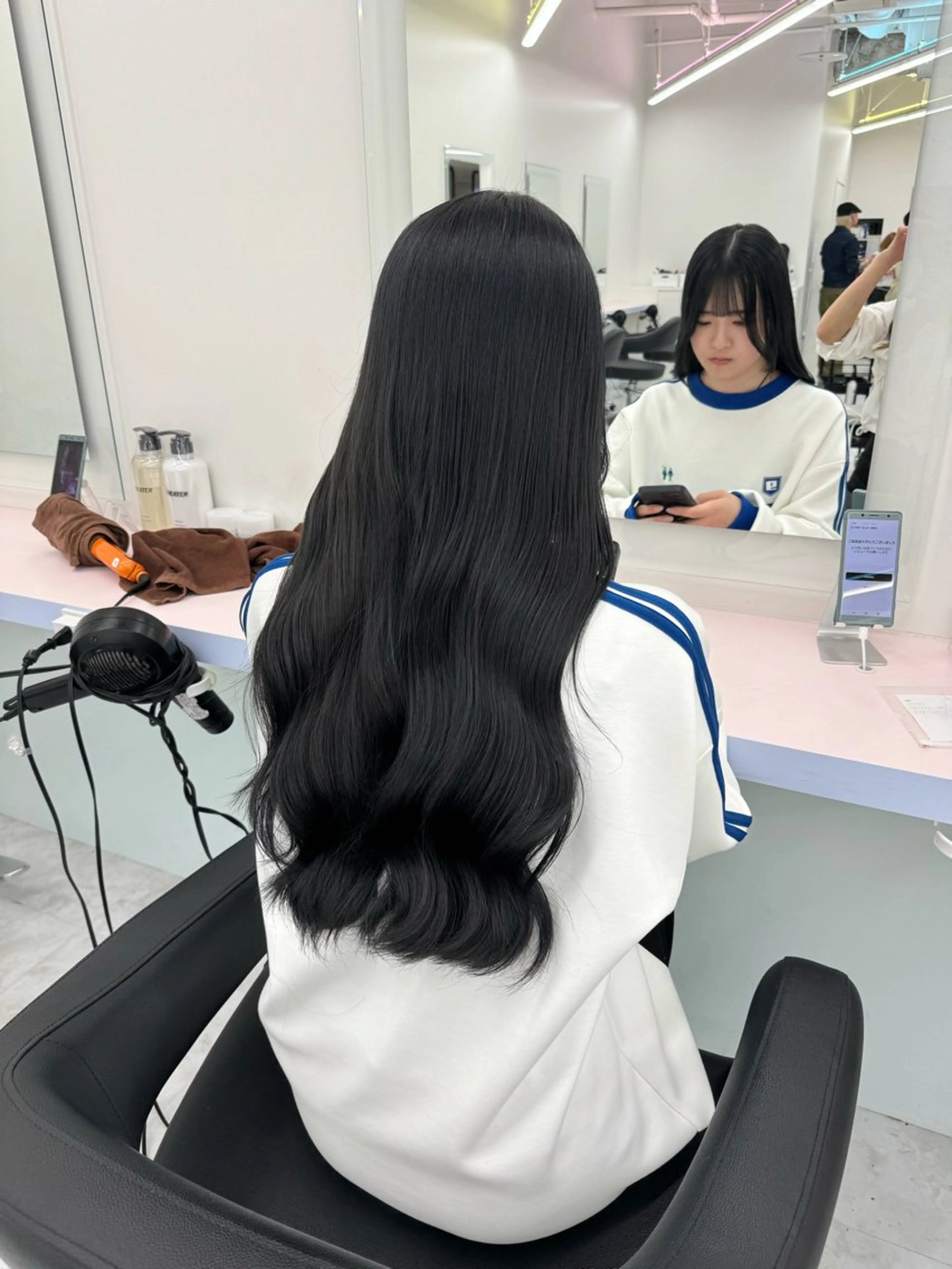 セミロング カラー 黒髪 ブルーカラー ブルーブラック カット ヘアカラー トリートメント ヘアセット ♡ブリーチカラー♡ Mirioのヘアスタイル