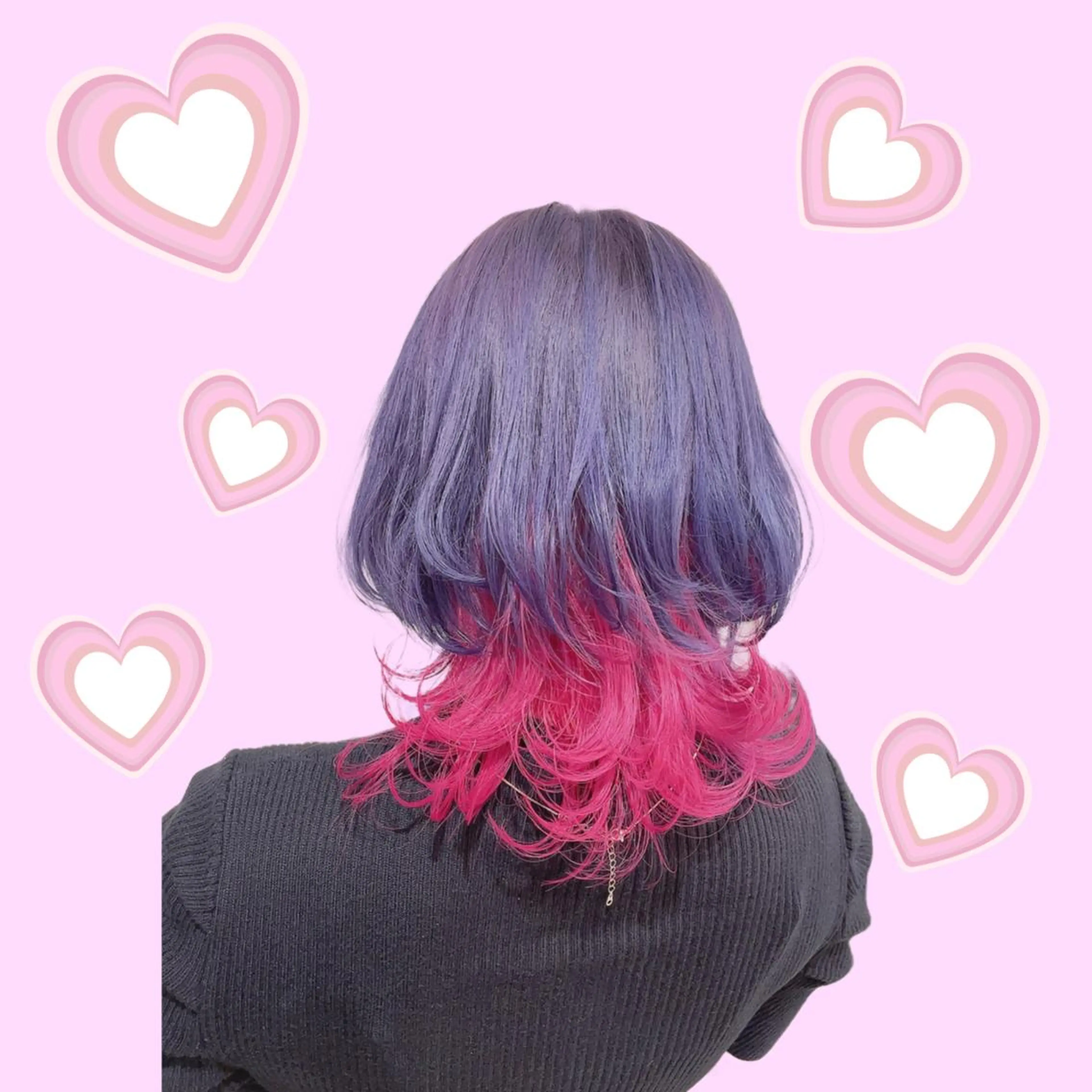 ミディアム カラー ヘアアレンジ ブリーチ インナーカラー ピンクカラー パープルカラー ウルフカット 🦄ブリーチ💜エク ステ💜MIU🦄のヘアスタイル