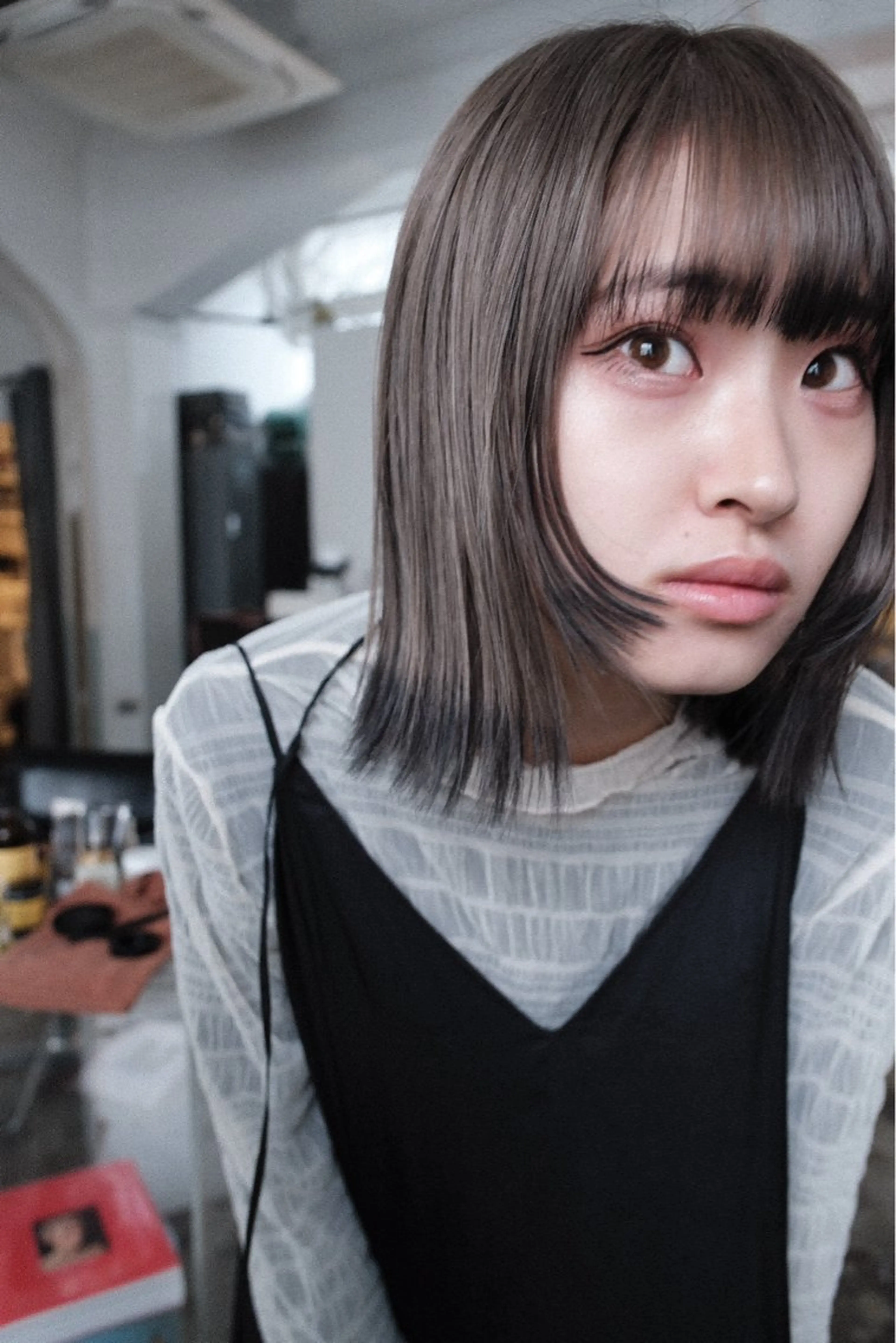 ミディアム カラー ベージュカラー 黒髪 ブリーチ Lute所属・ミタニ ナギサのヘアスタイル