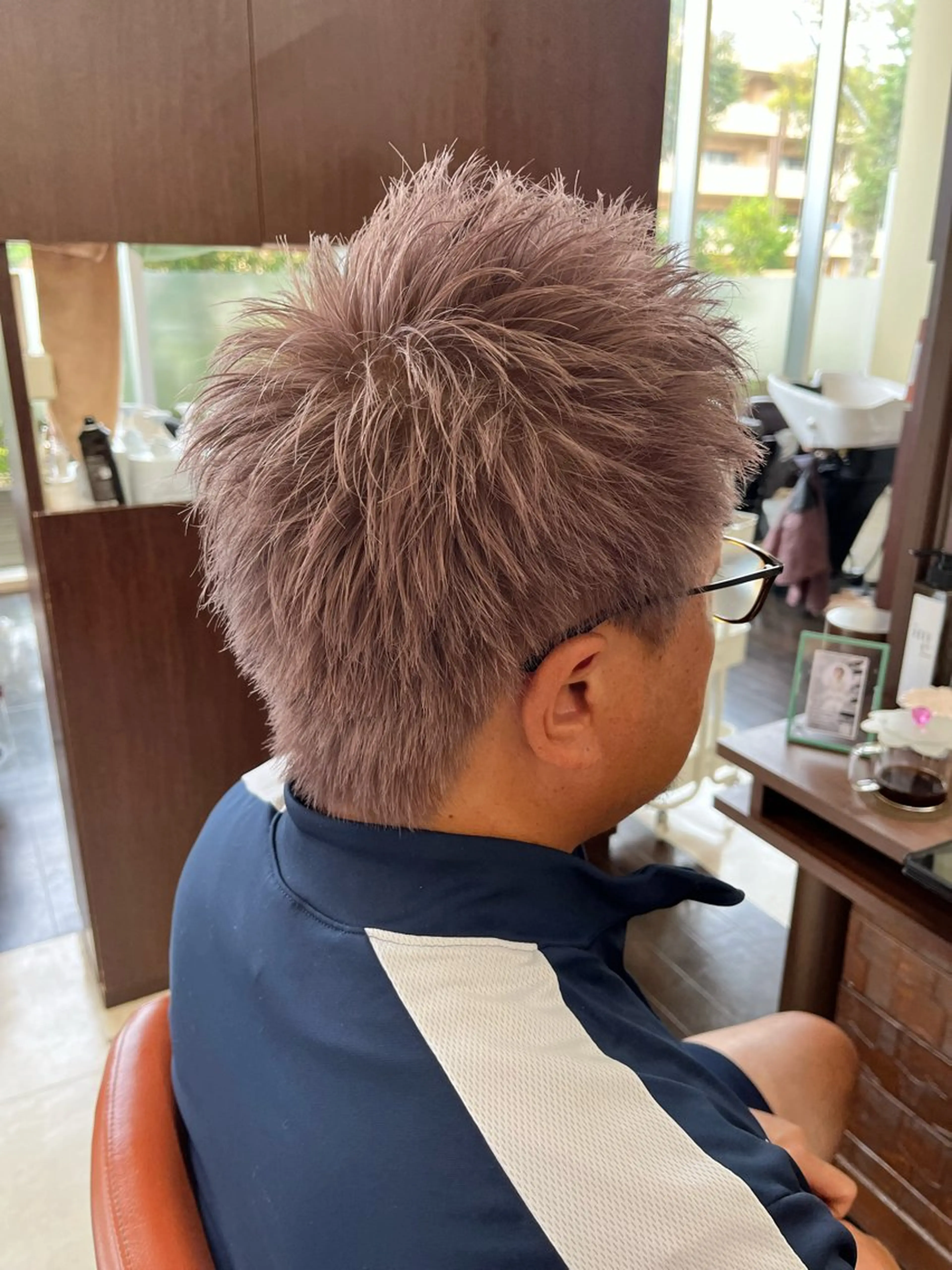 ショート パーマ メンズ スパイキーショート ラベンダーベージュ ショートヘア AROH  men's cut&men's perm 船橋店所属・🧊メンズ特化🧊 高木航希のヘアスタイル