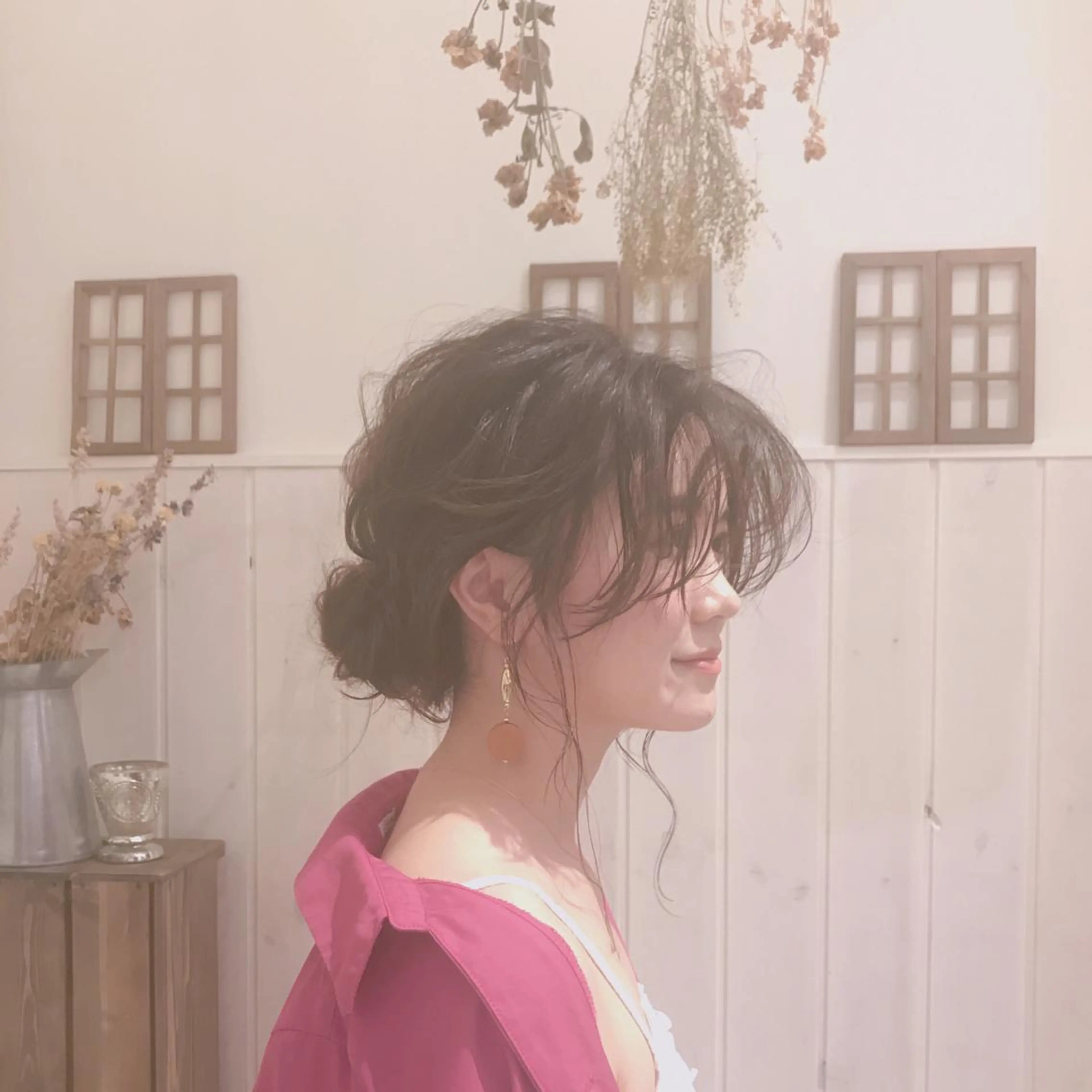 セミロング カラー ヘアアレンジ うざバング 清水 ちひろ ✄トップスタイリストのヘアスタイル