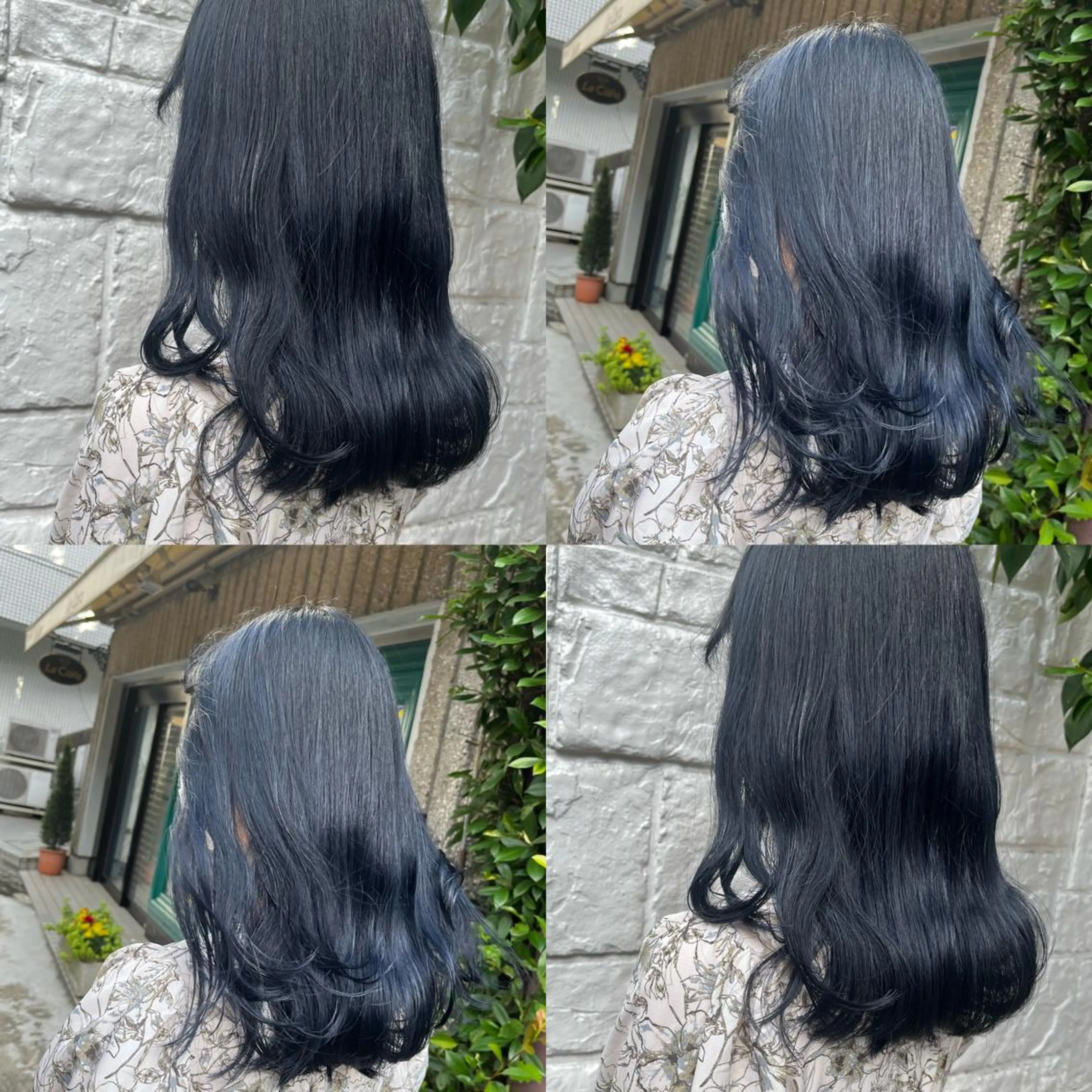 セミロング カラー 黒髪 ブルーカラー ブルーブラック 韓国風カラー ネイビーカラー カジュアルを女っぽく 𝗮𝘆𝗮𝗰𝗼のヘアスタイル