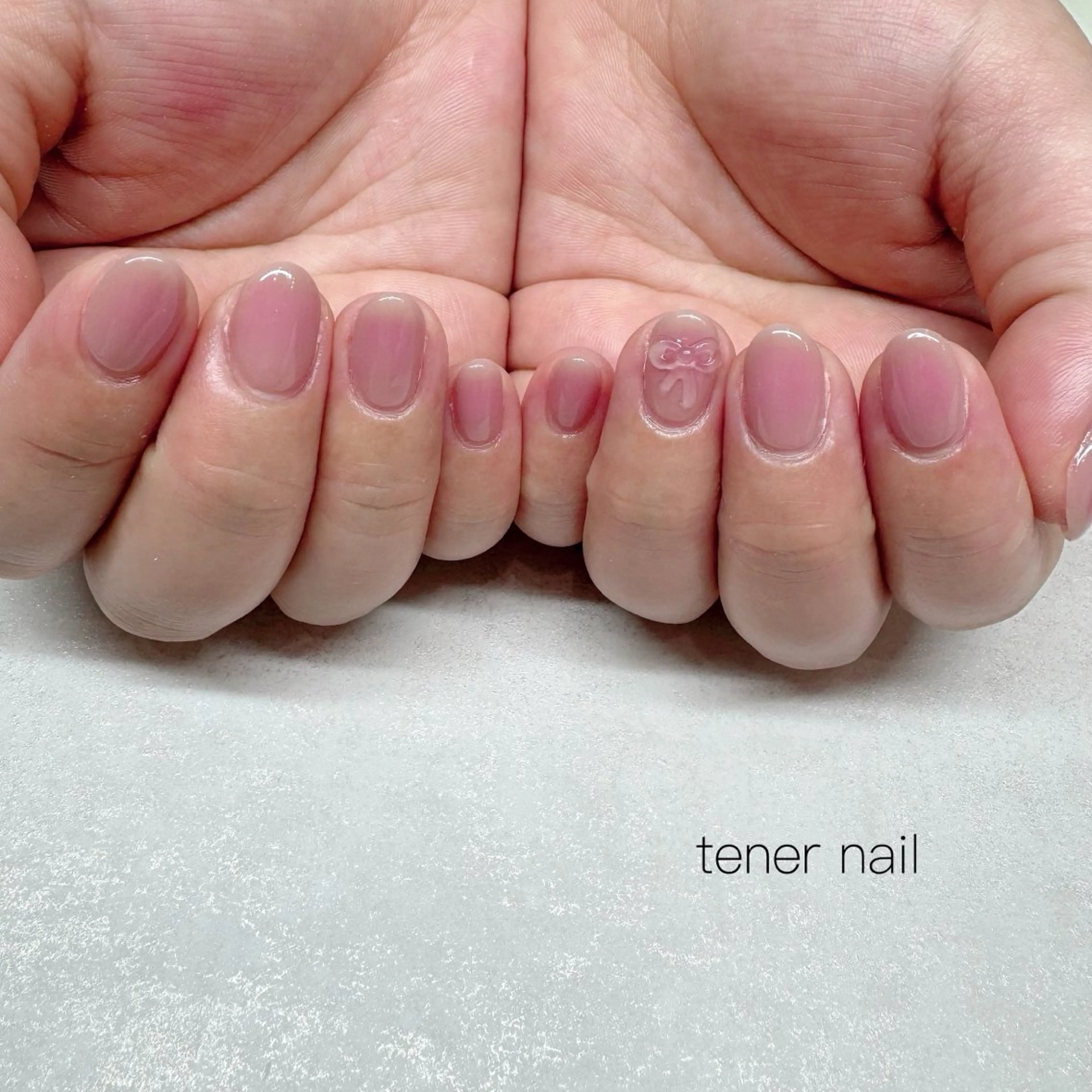 ネイル チークネイル クリアネイル リボン ハンドネイル tener  nail  テネルネイル所属・テネルネイル tener nailのネイルデザイン
