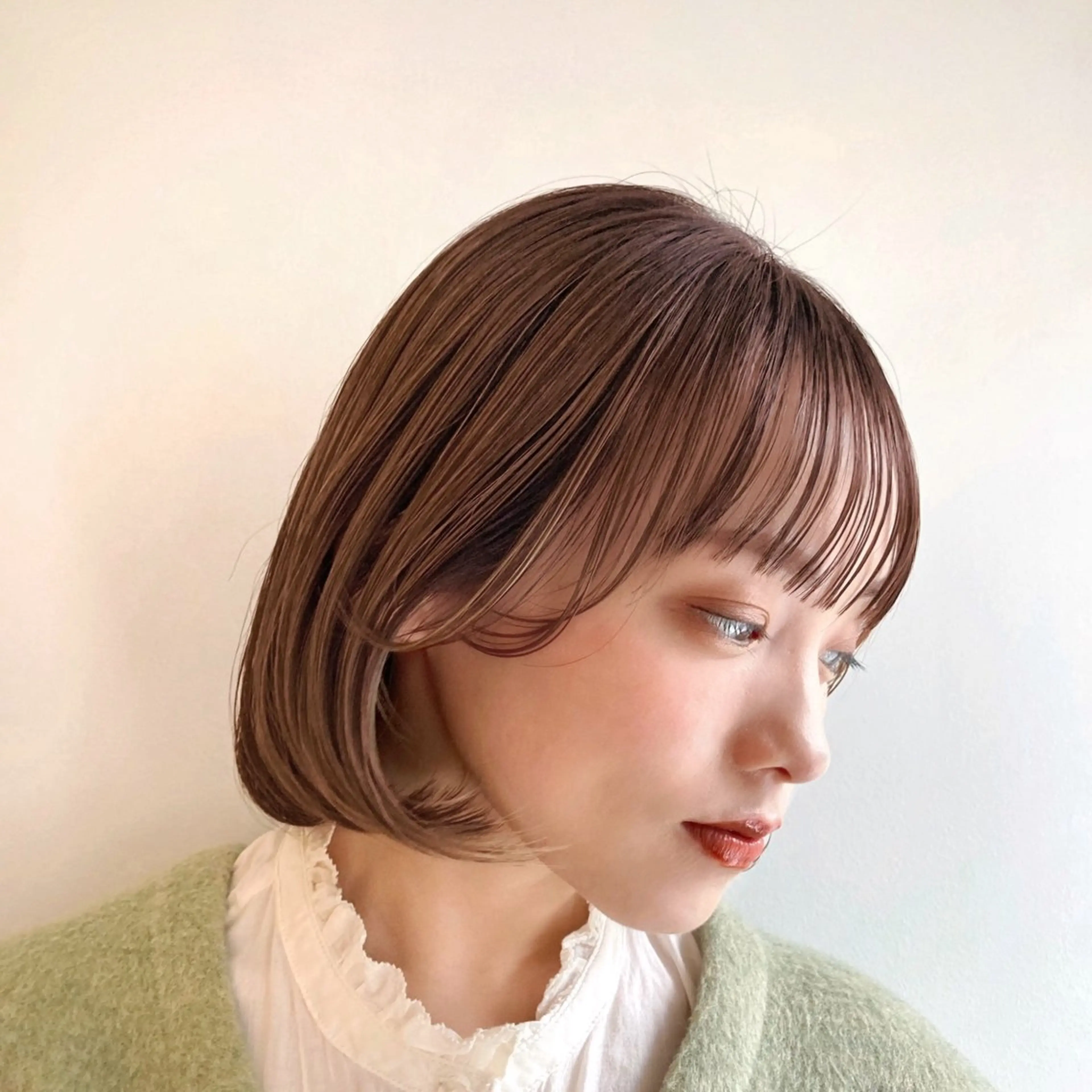 ミディアム カラー パーマ ヘアアレンジ くびれボブ/艶カラー /髪質改善🌷喜美花のヘアスタイル