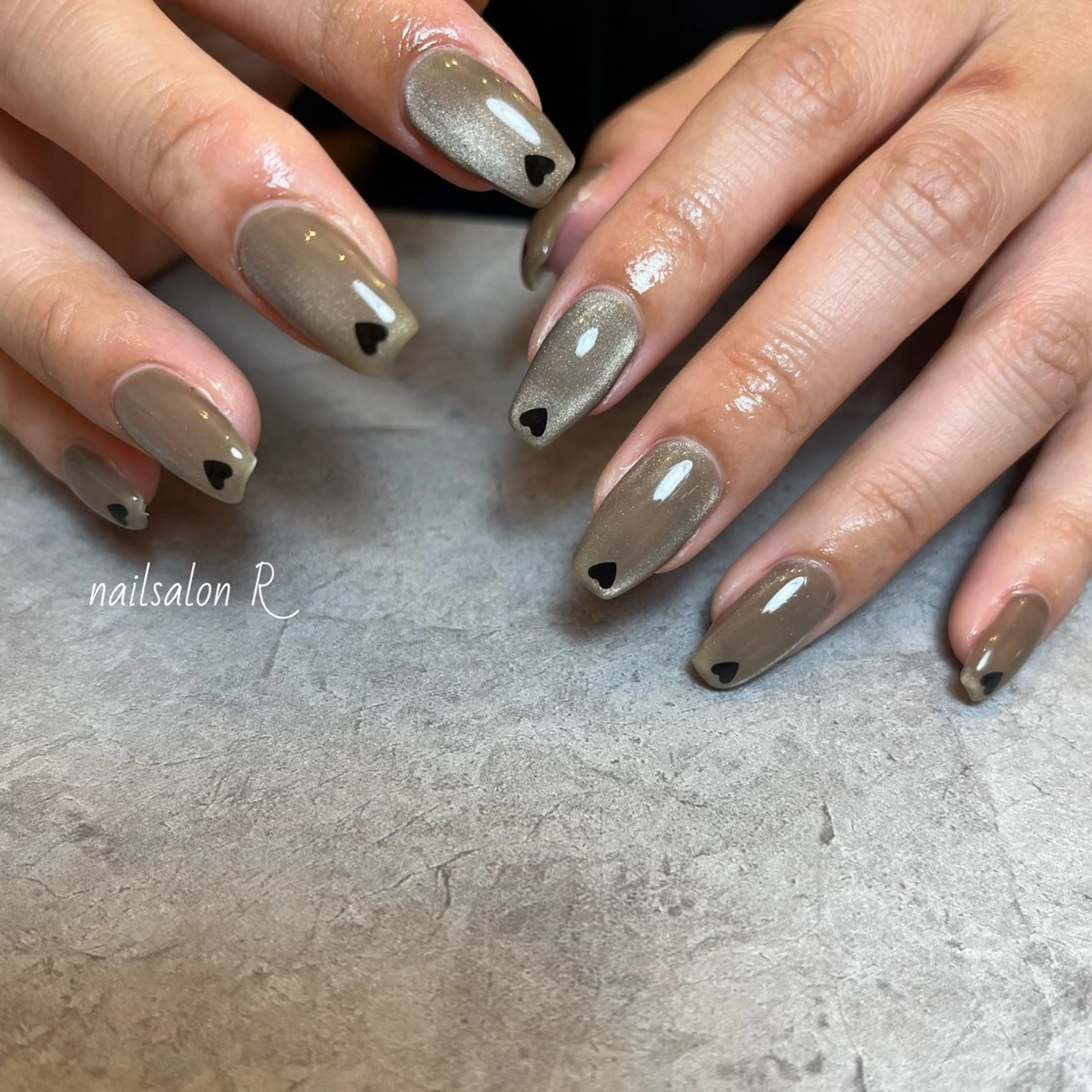 ネイル ハート マグネットネイル ニュアンスネイル nailsalon Rのネイルデザイン