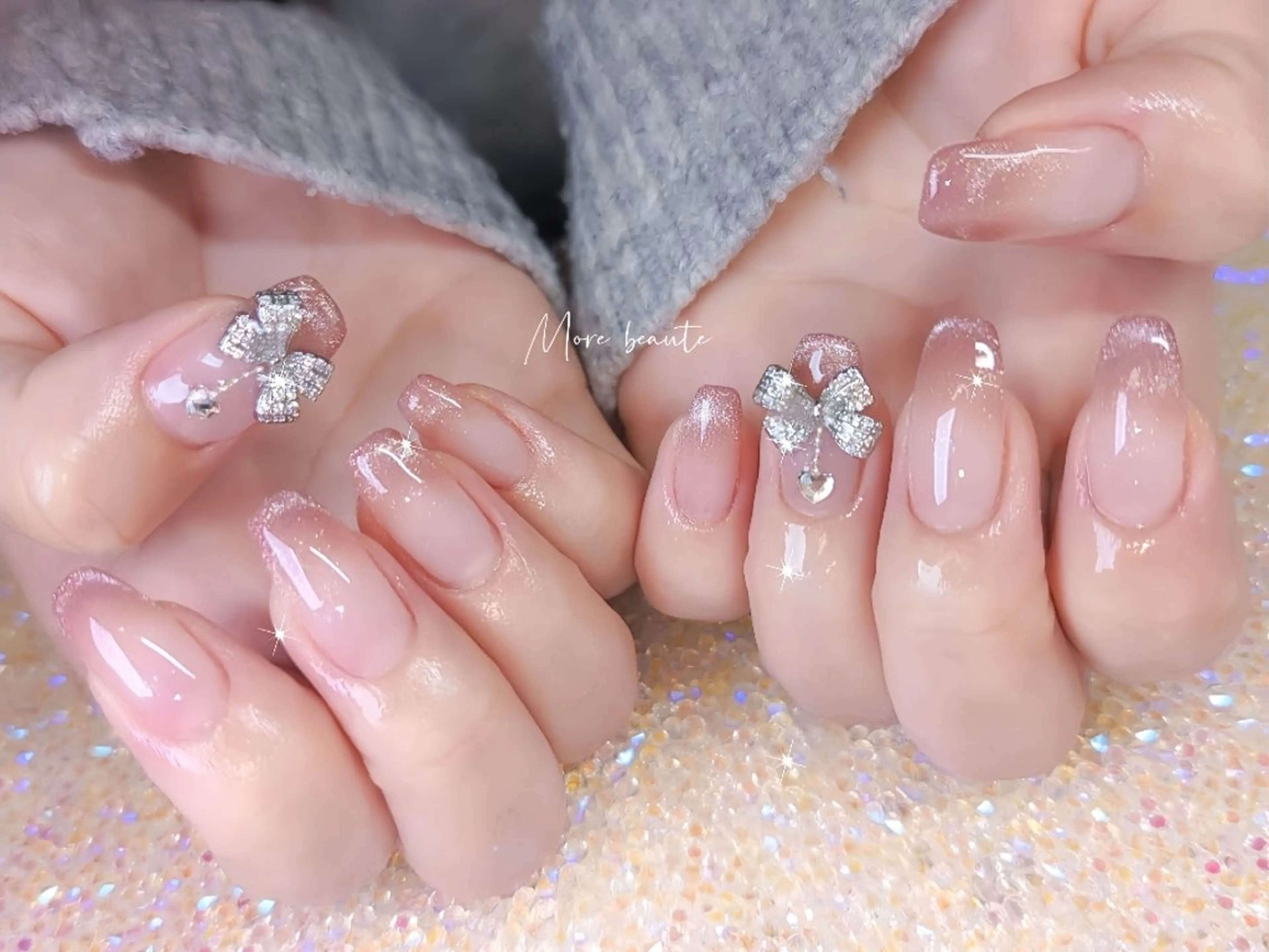 ネイル 桜ネイル 長さ出し ジェルネイル ハート 韓国ネイル ハンドネイル I LOVE ME NAIL.｡.:*♡のネイルデザイン