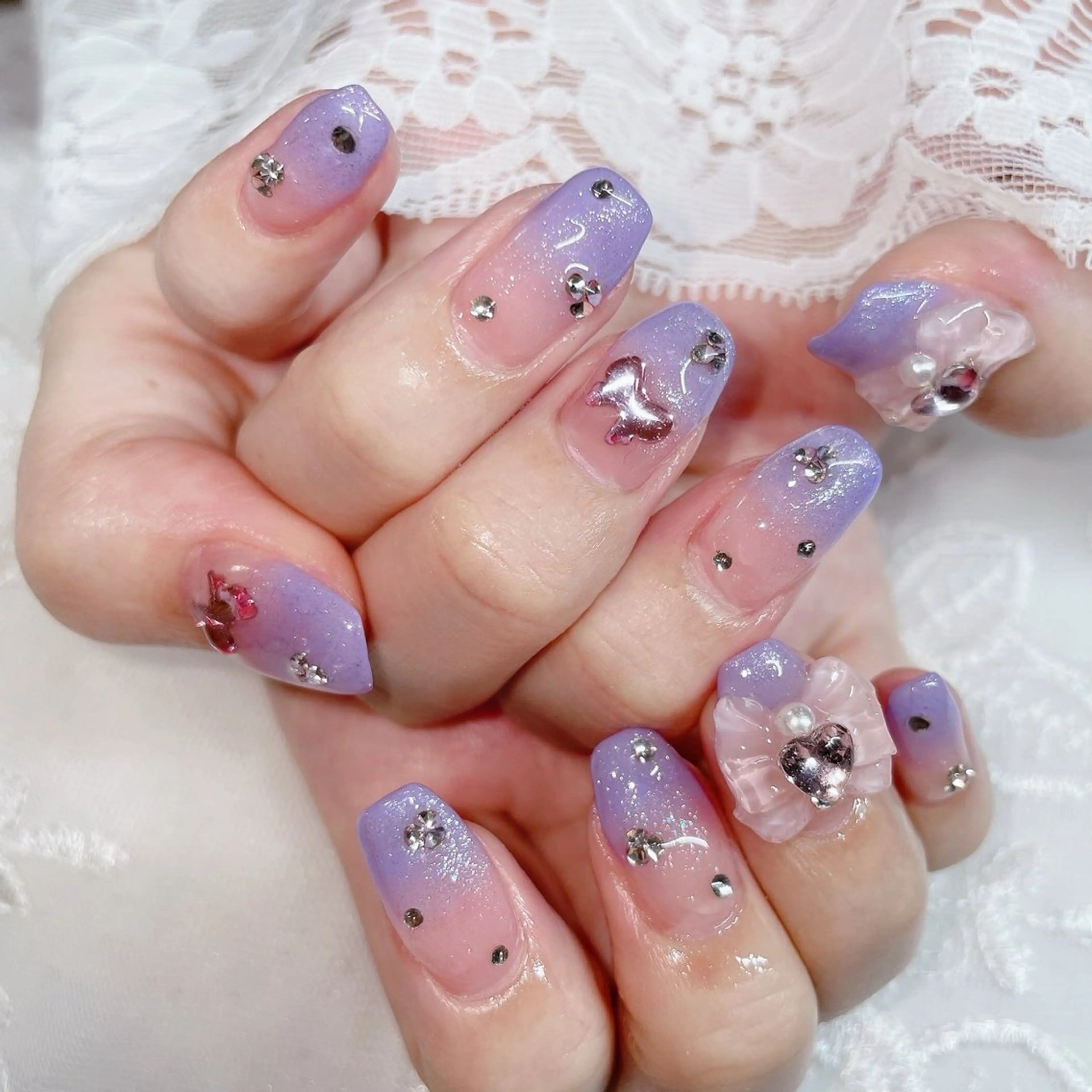 ロング ハンドネイル ハンドケア 💜MIYA nail川崎店のネイルデザイン