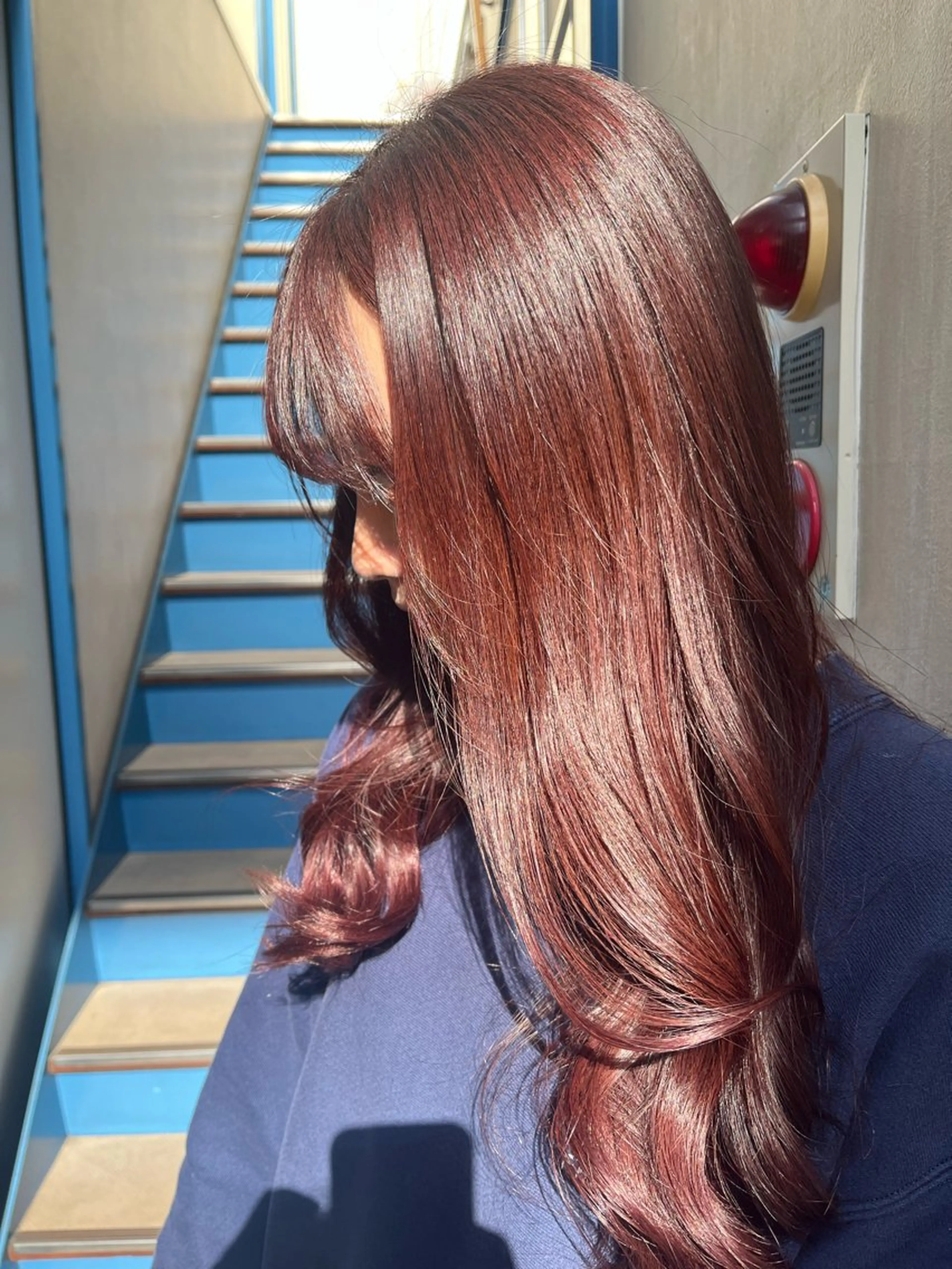 セミロング カラー ショートボブモデル縮 毛艶髪津田パーマのヘアスタイル