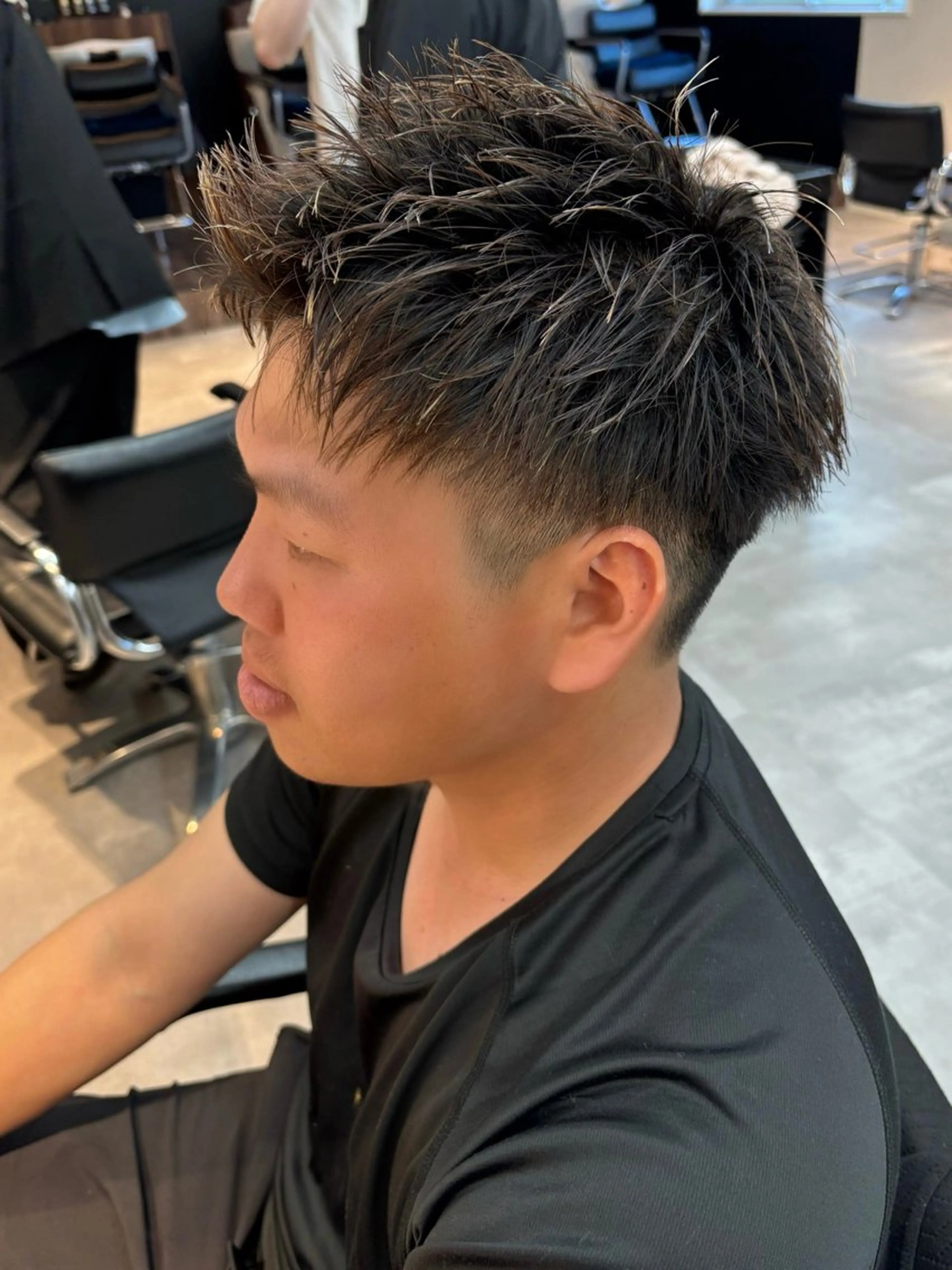メンズ メンズハイライト メンズショート ツーブロック カット 保立/メンズカット 千葉駅フェザーパーマのヘアスタイル