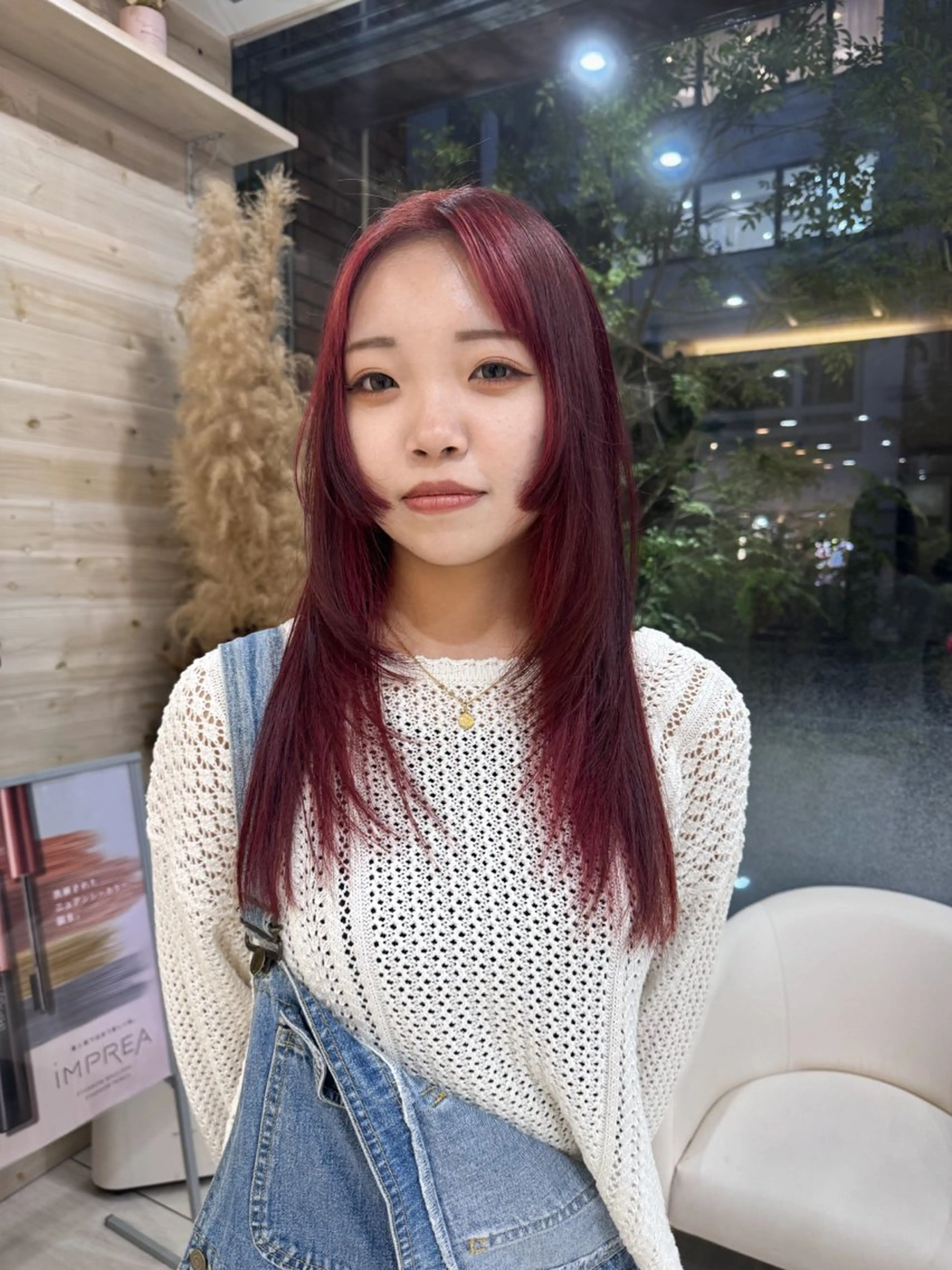 セミロング カラー ブリーチ レッドカラー カット ヘアカラー Seeknext // Rukaのヘアスタイル
