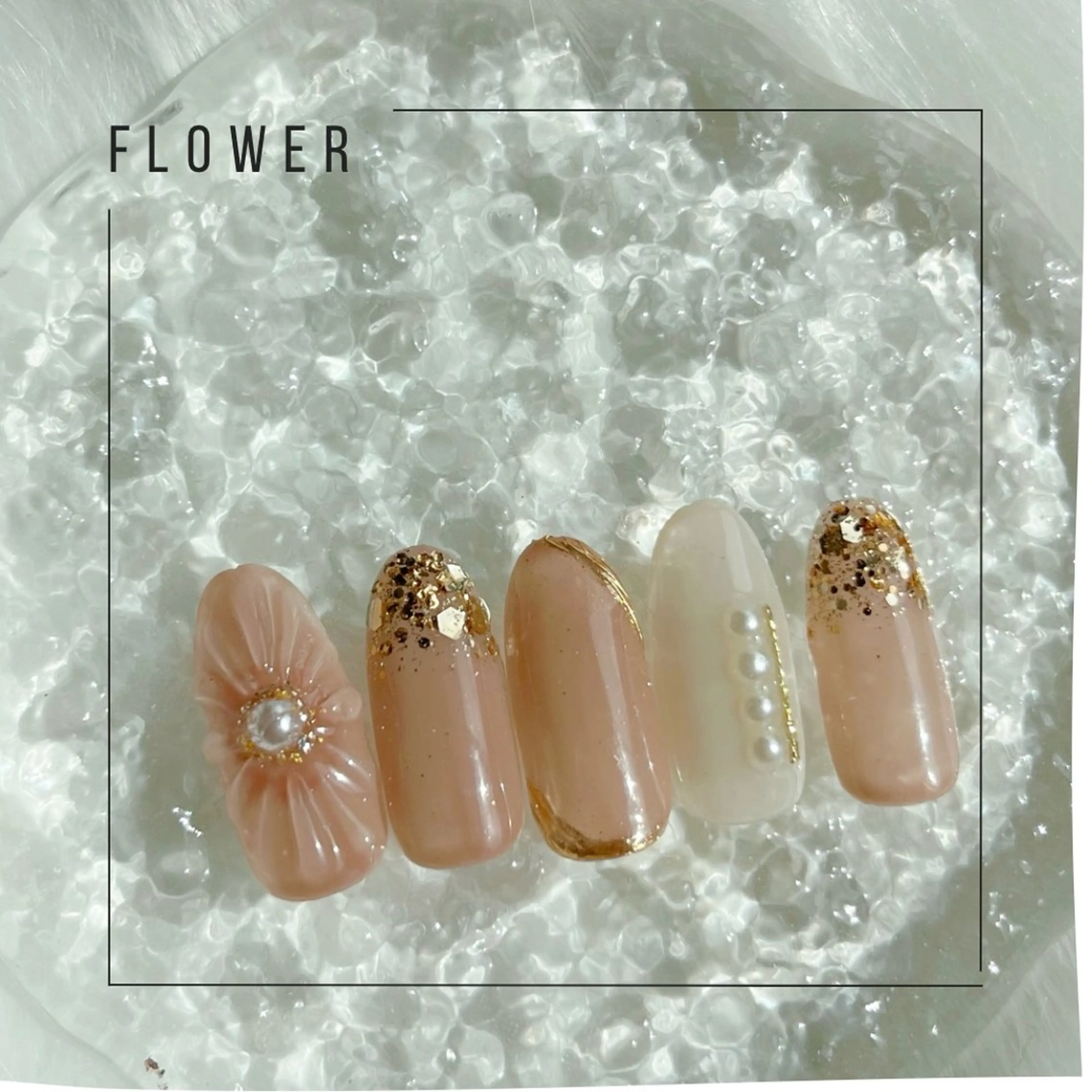 ネイル フラワーネイル ピンク ピンクベージュ ぷっくりネイル ハンドネイル nail salon epeのネイルデザイン