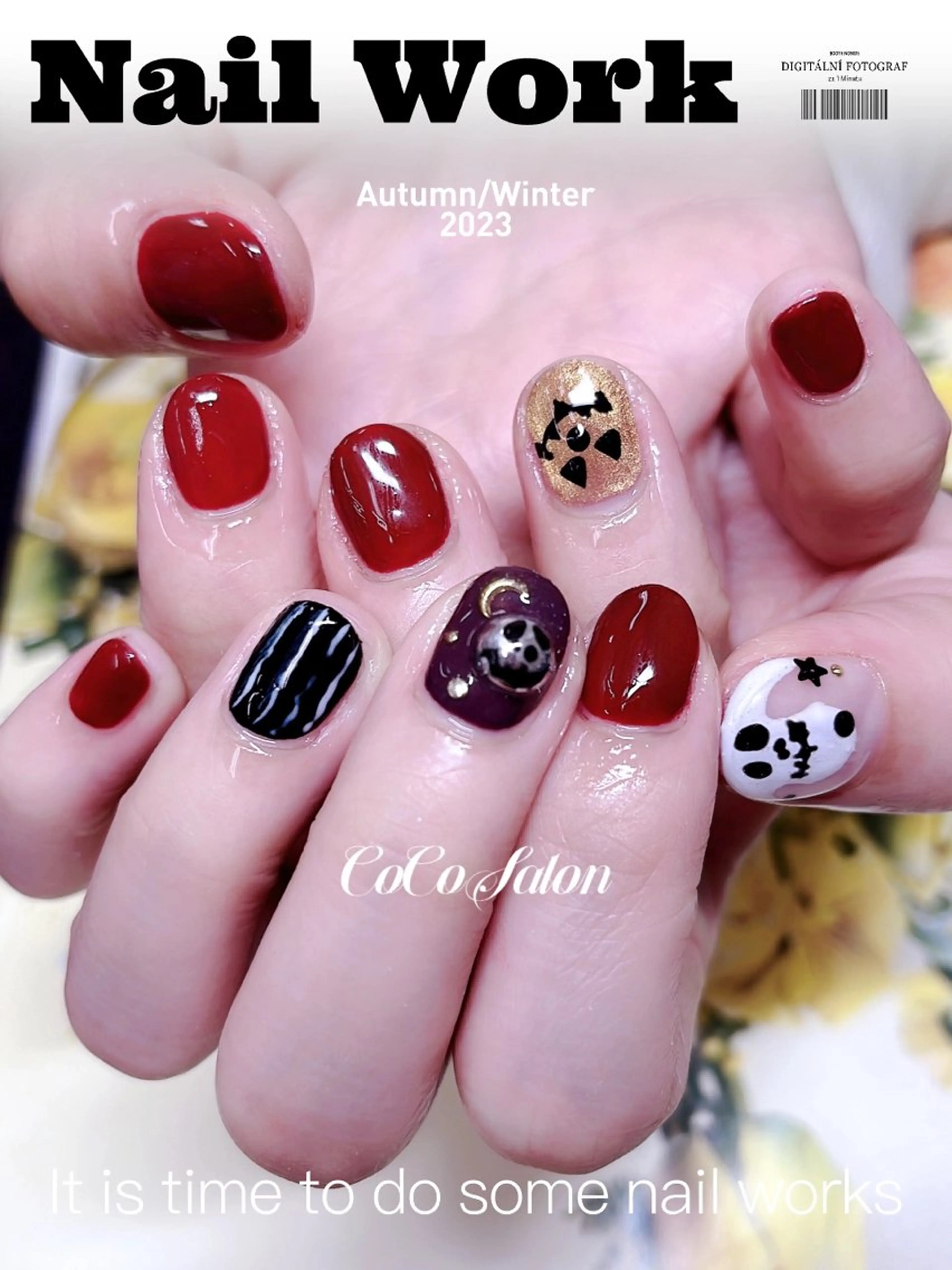 ネイル アートネイル ボルドー ジェルネイル ハロウィン ホログラムネイル CoCoSalon ネイル/まつ毛予約のネイルデザイン