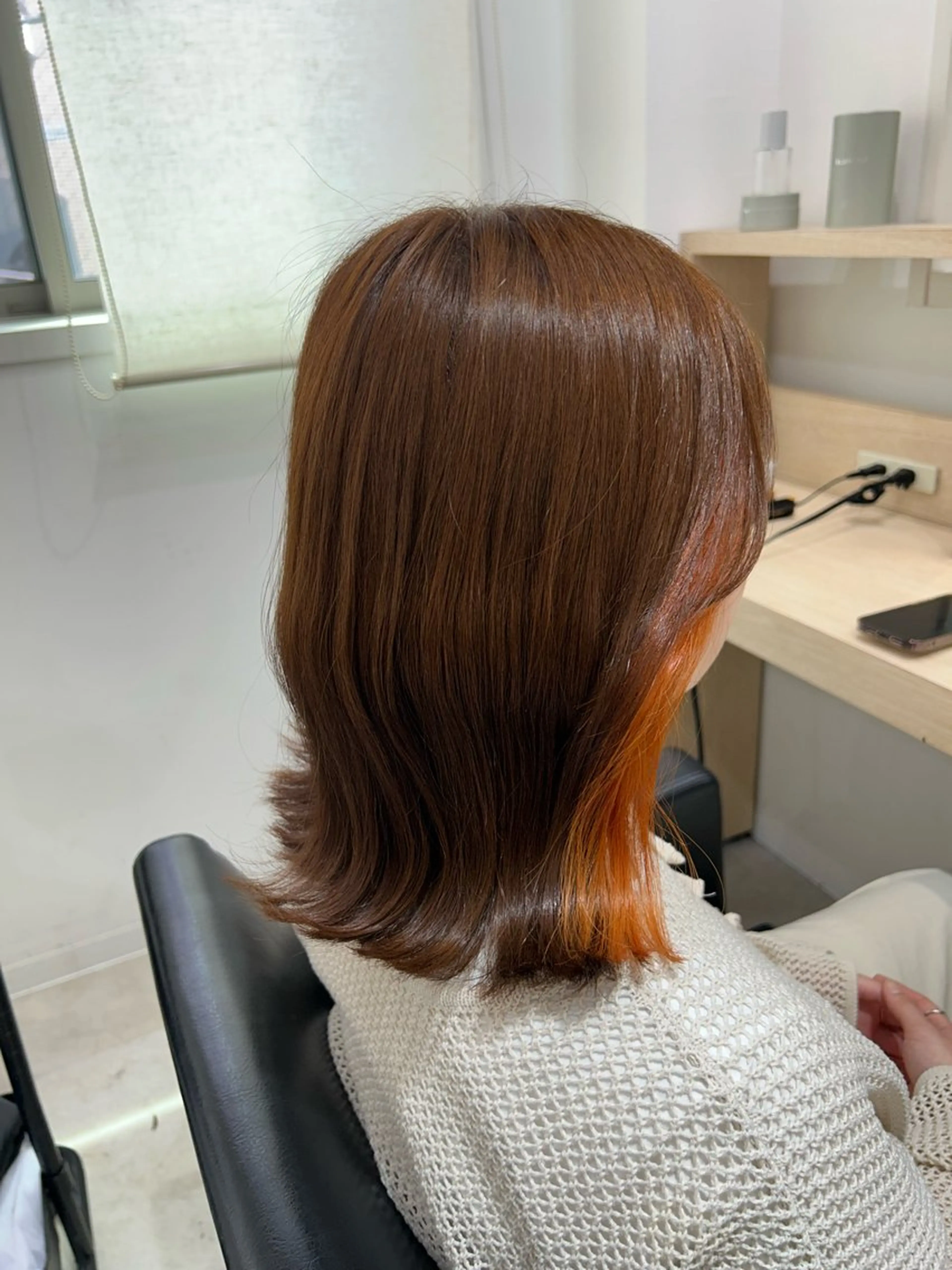 ミディアム カラー ベージュカラー オレンジ オレンジベージュ カット ヘアカラー 🤍透明感/韓国風 🤍サクラギヒトミのヘアスタイル
