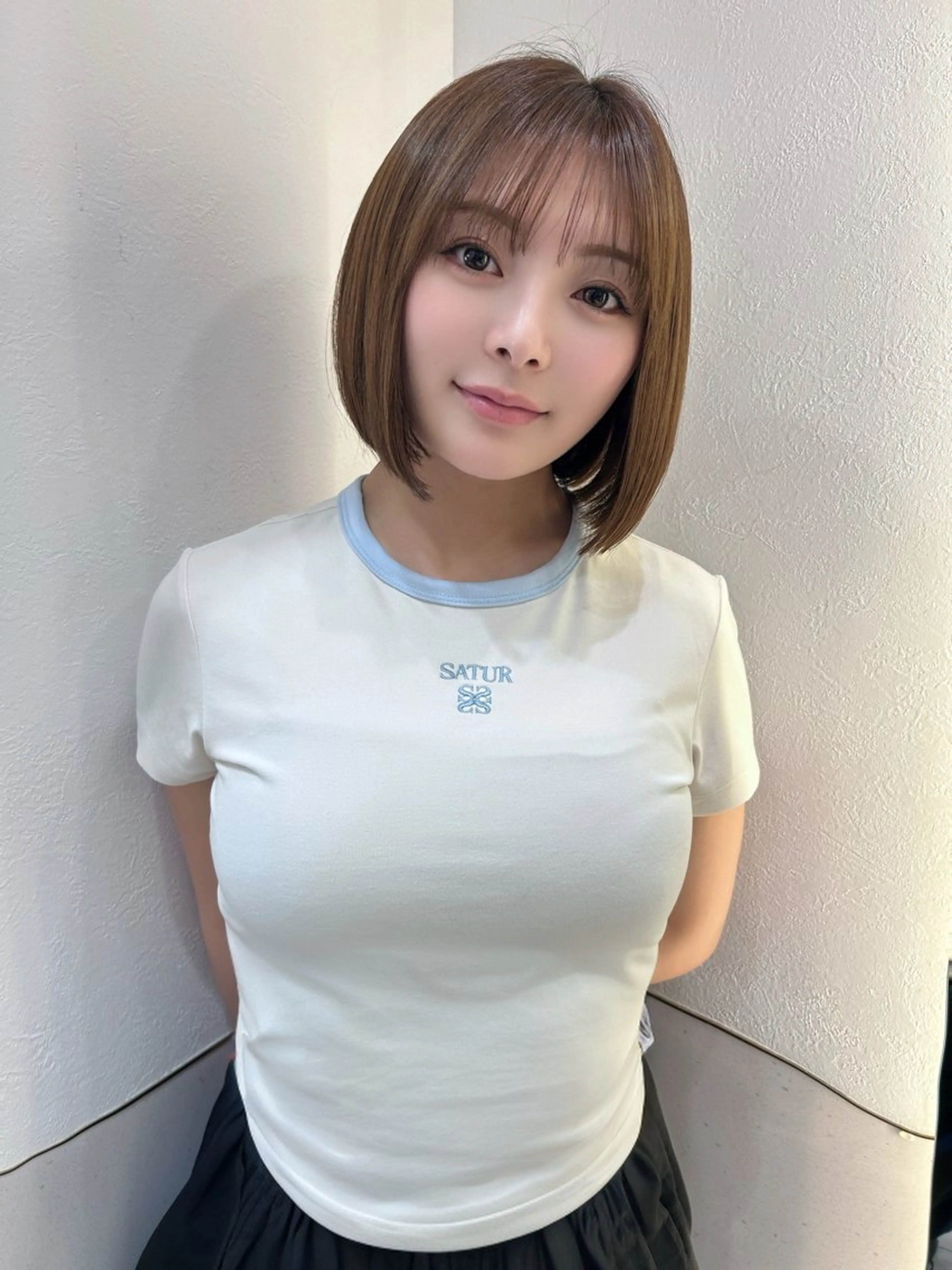 ショート カラー ブラウンカラー 透明感カラー グレージュ ボブ くびれヘア カット ヘアカラー トリートメント ボブ/レイヤーボブ/ 髪質改善/梶川 夏季のヘアスタイル