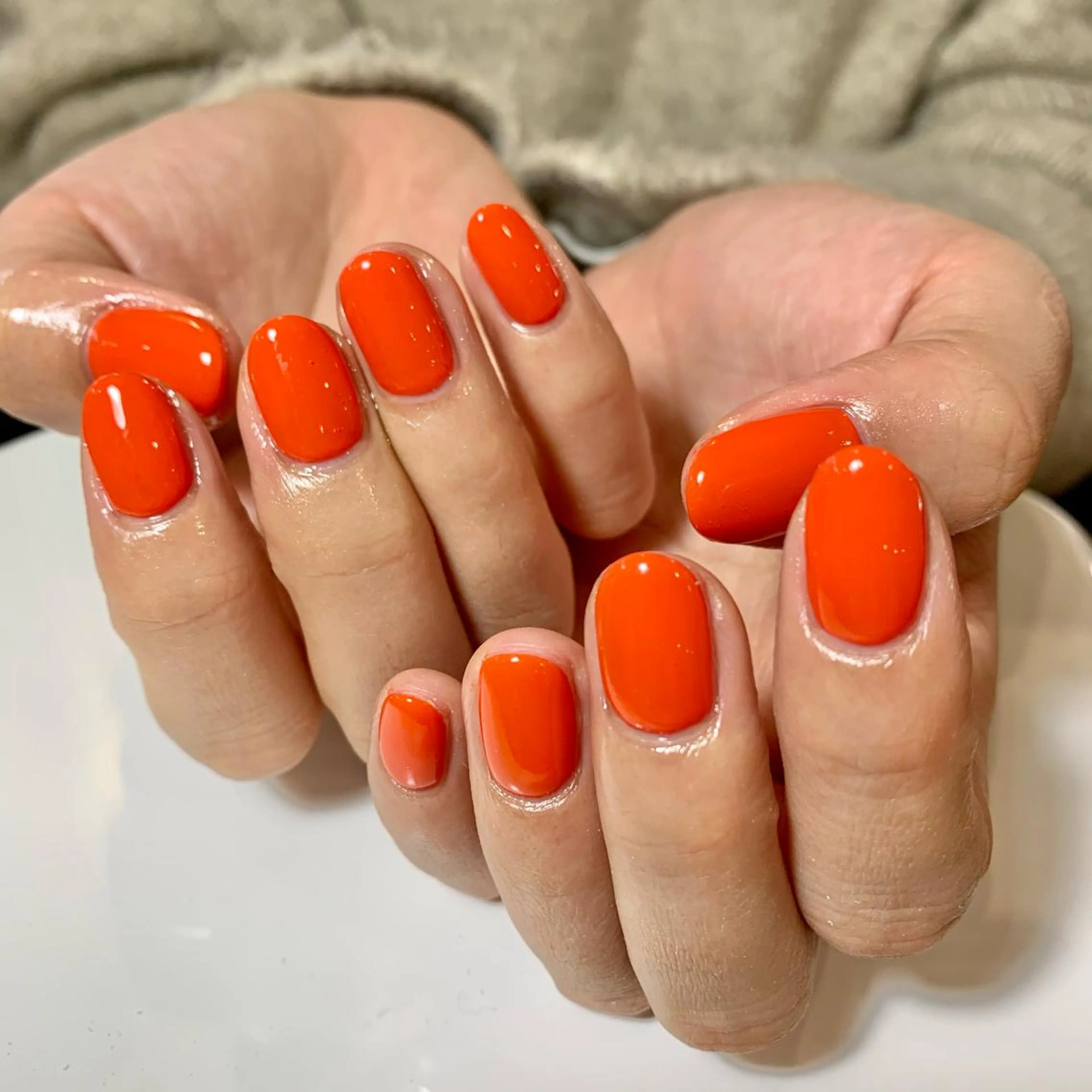 ネイル ワンカラーネイル オレンジ 松川 めぐみのネイルデザイン