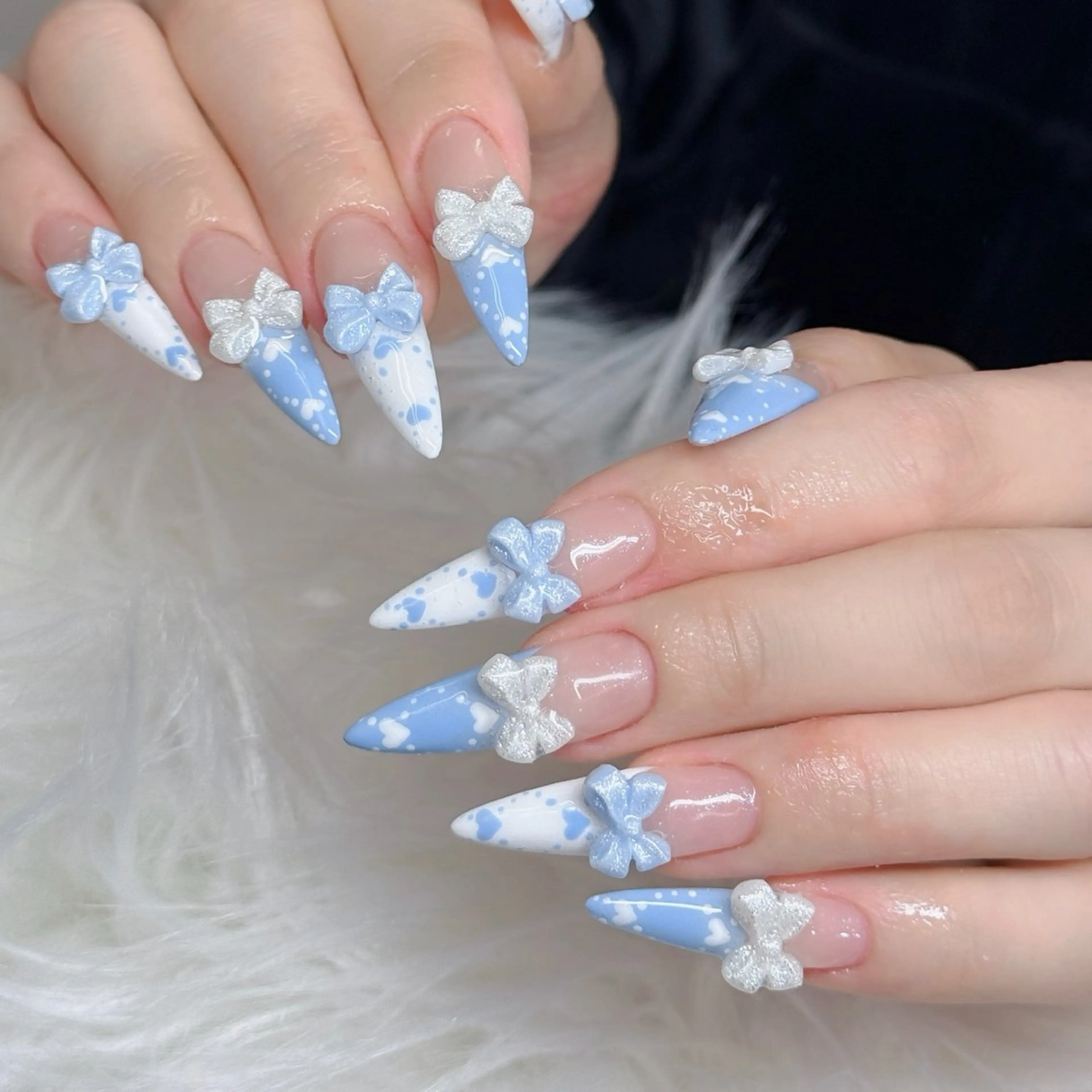 ネイル ロングネイル マグネットネイル リボン 夏ネイル スーパーロングネイル ハンドネイル Hani nailsalonのネイルデザイン