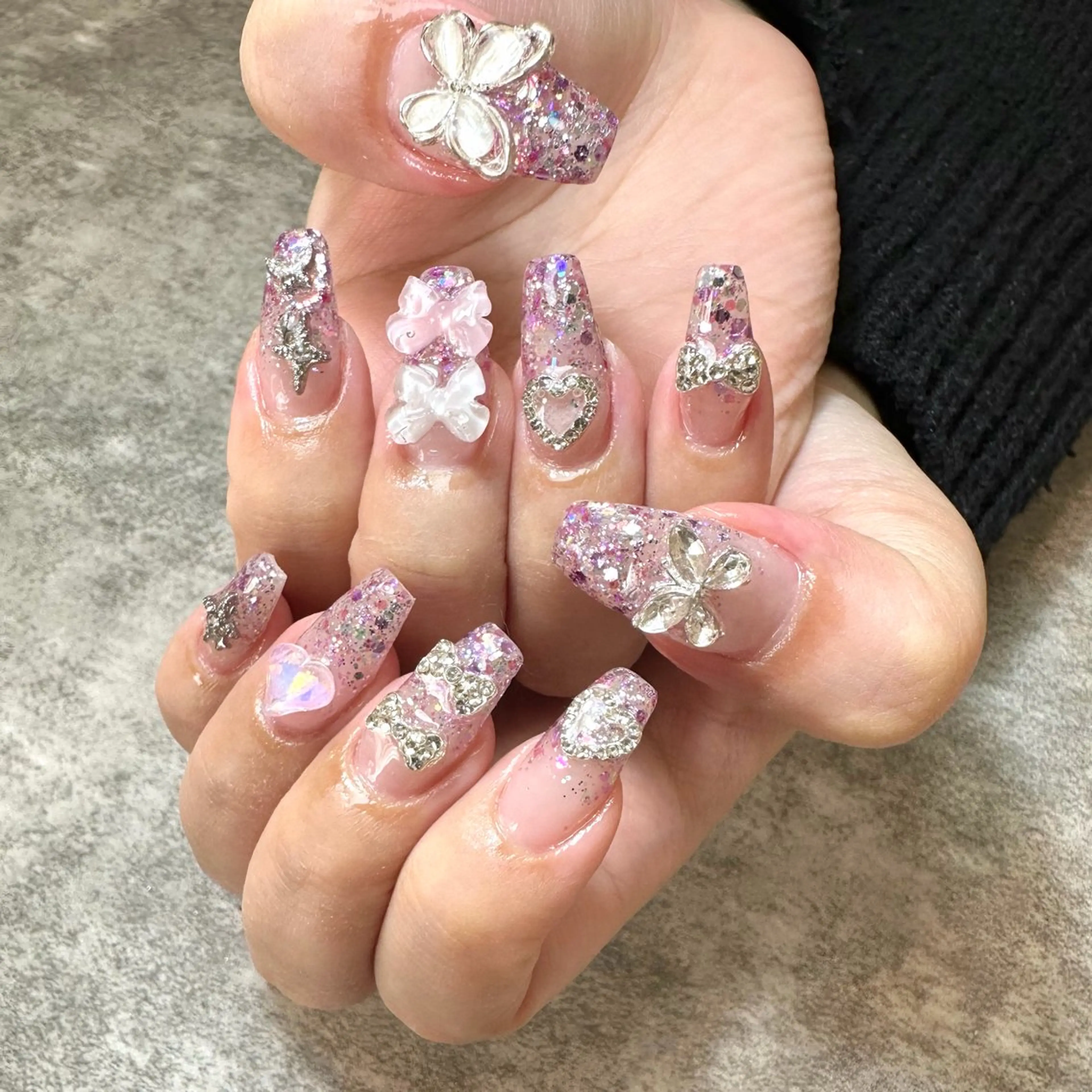 ネイル ラメ(グリッター) ピンク Mii nailのネイルデザイン