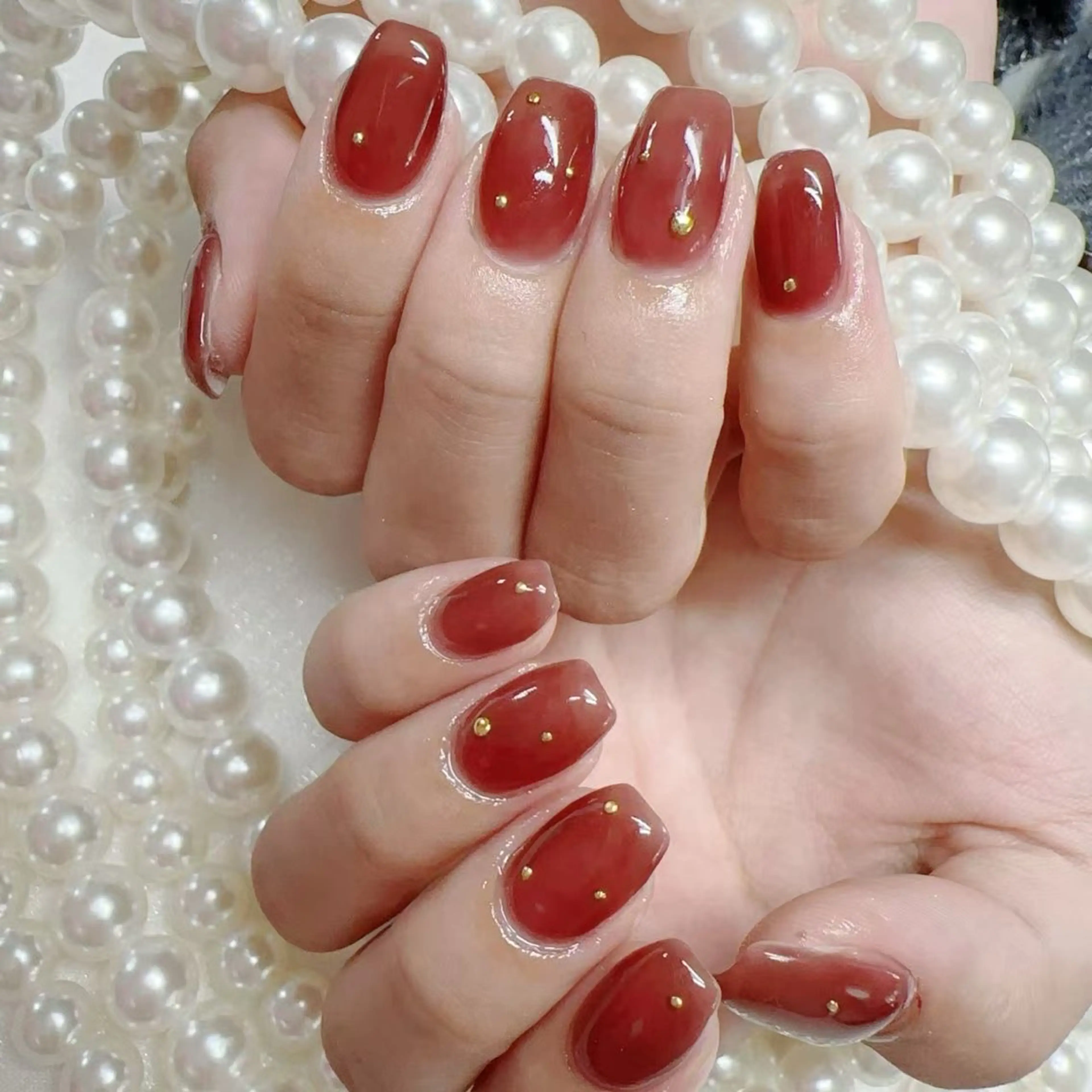 ネイル アートネイル クリアネイル 成人式 長さ出し フラッシュネイル かすみ ✨のネイルデザイン