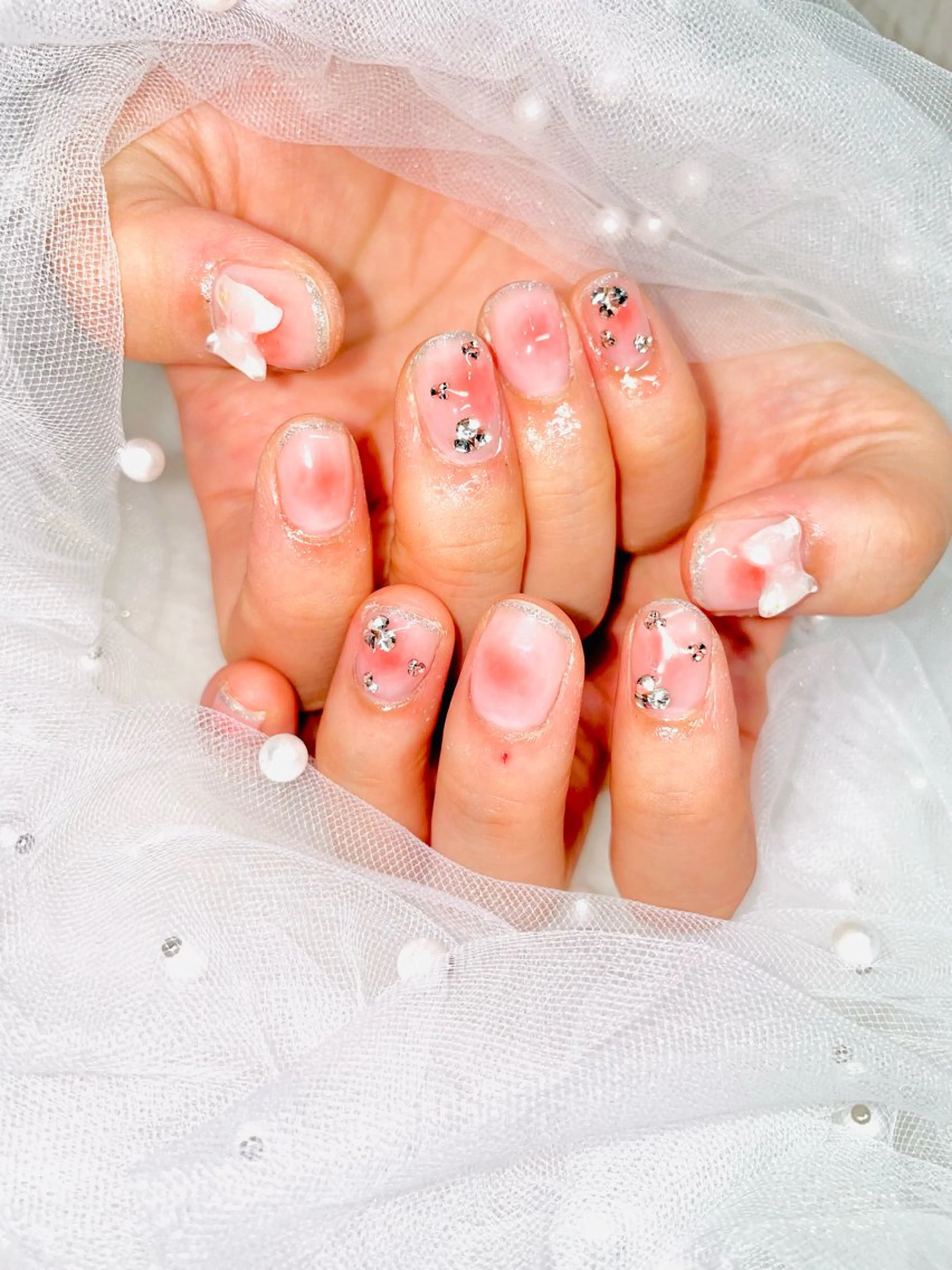 ネイル チークネイル リボン I-nail Moeのネイルデザイン