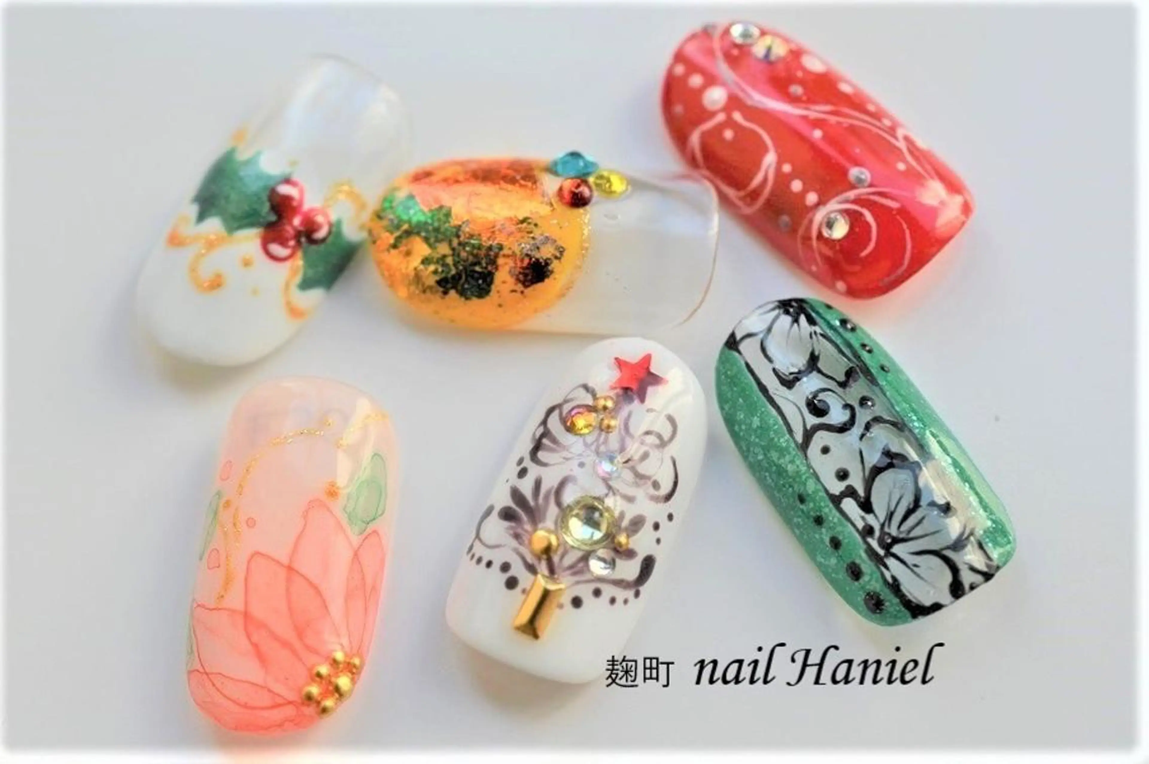 ネイル アートネイル ジェルネイル パラジェル 冬ネイル クリスマス nail Haniel所属・半蔵門サロンハニエル 魅神 ちよのネイルデザイン