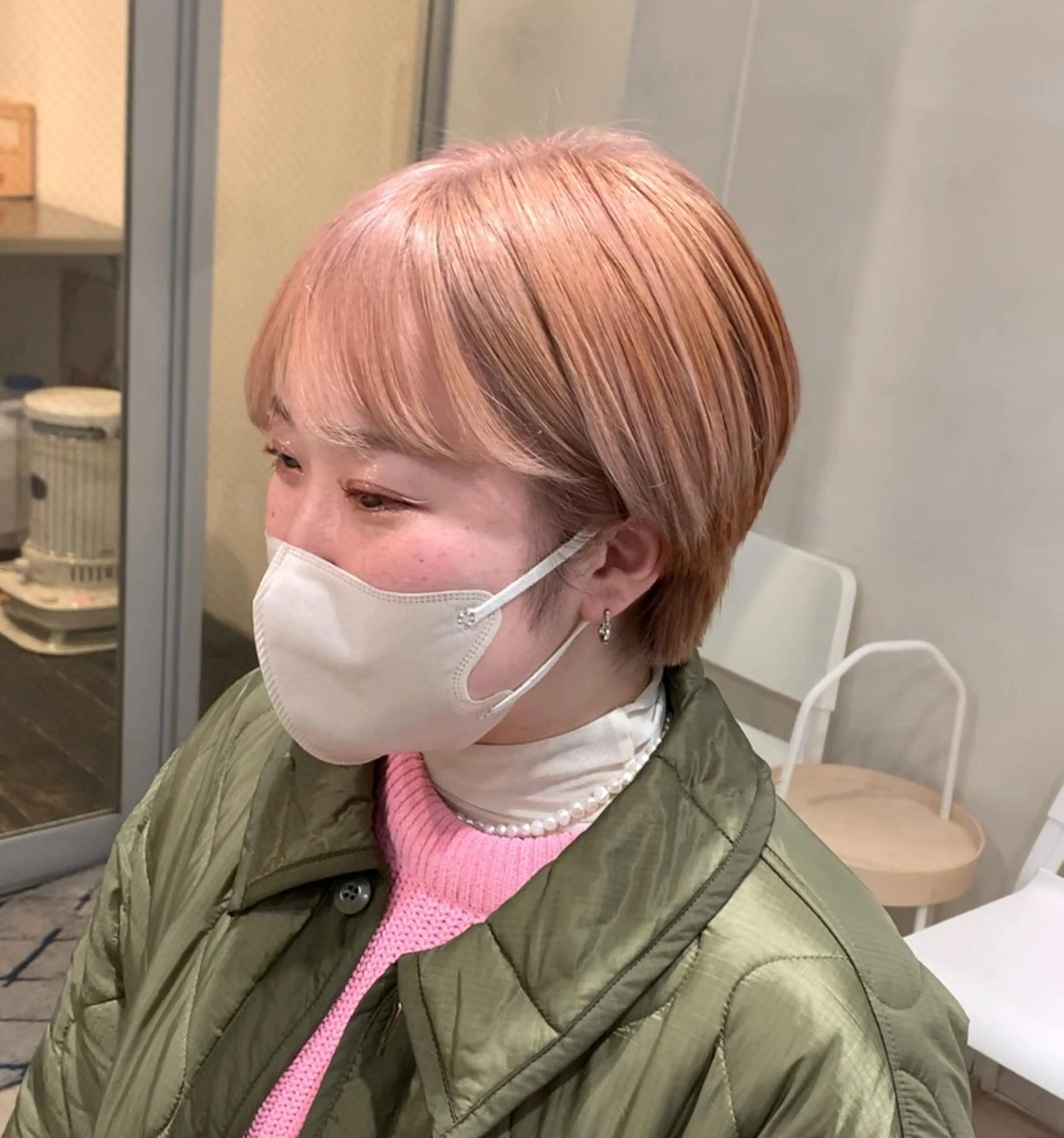 ショート カラー ベージュカラー ピンクカラー ピンクベージュ ヘアカラー トリートメント Liberty 店長 TAJIMAのヘアスタイル