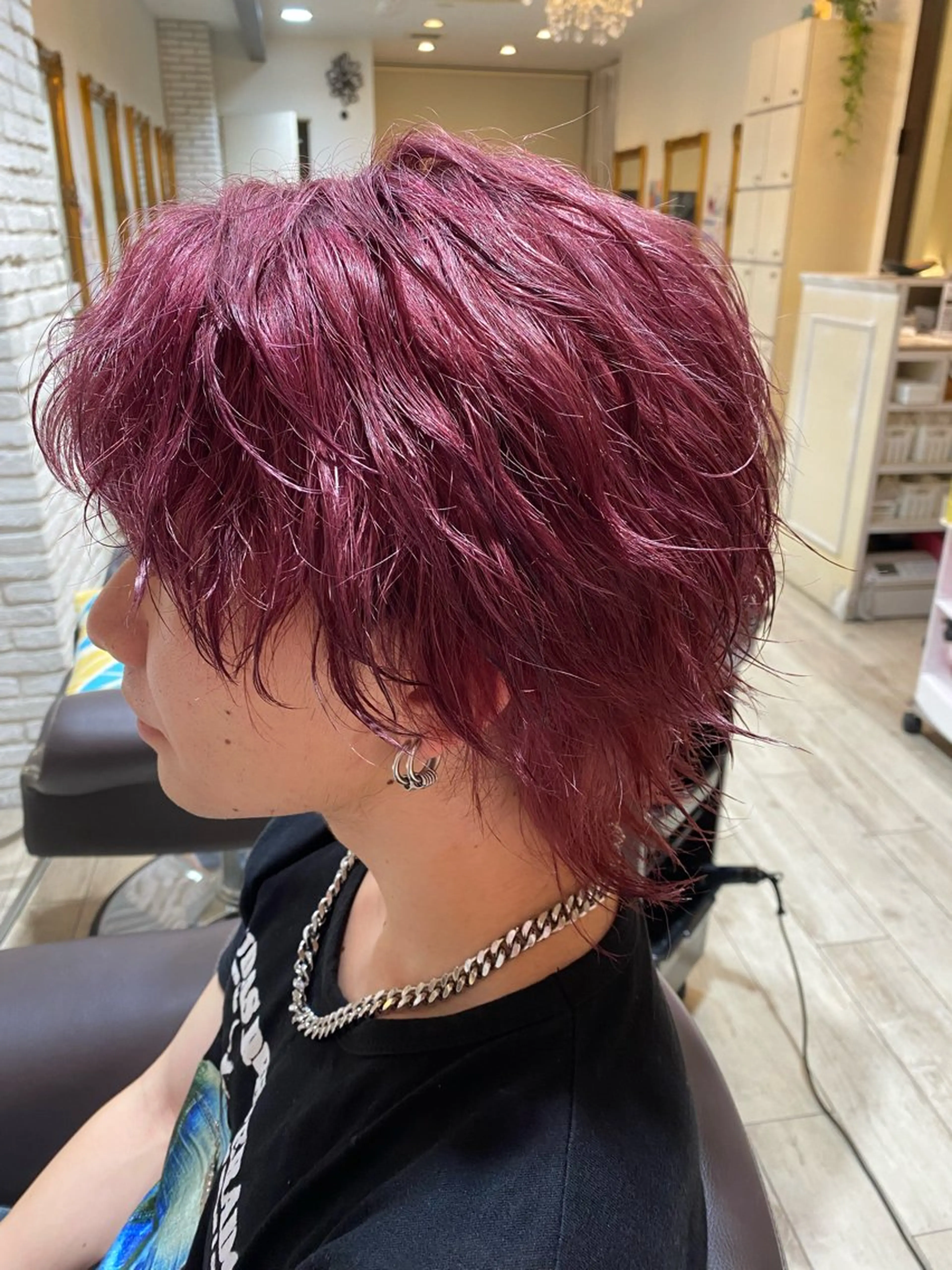 ミディアム ヘアセット メンズパーマ×ブリー チ/NORIのヘアスタイル