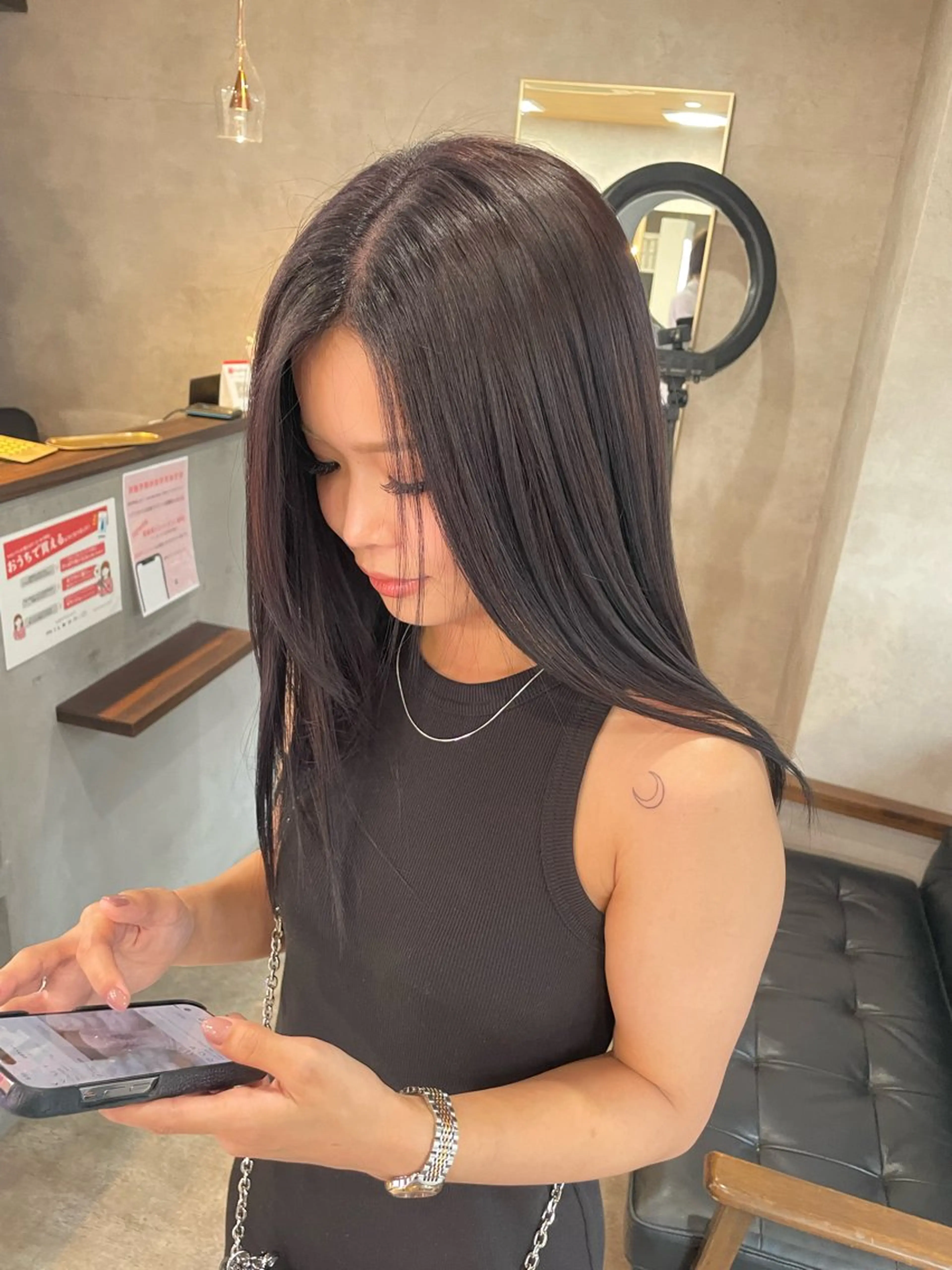 ロング カラー グレージュ ラベンダーカラー ラベンダーグレージュ ラベンダーグレー RIENS / ayu ♡のヘアスタイル