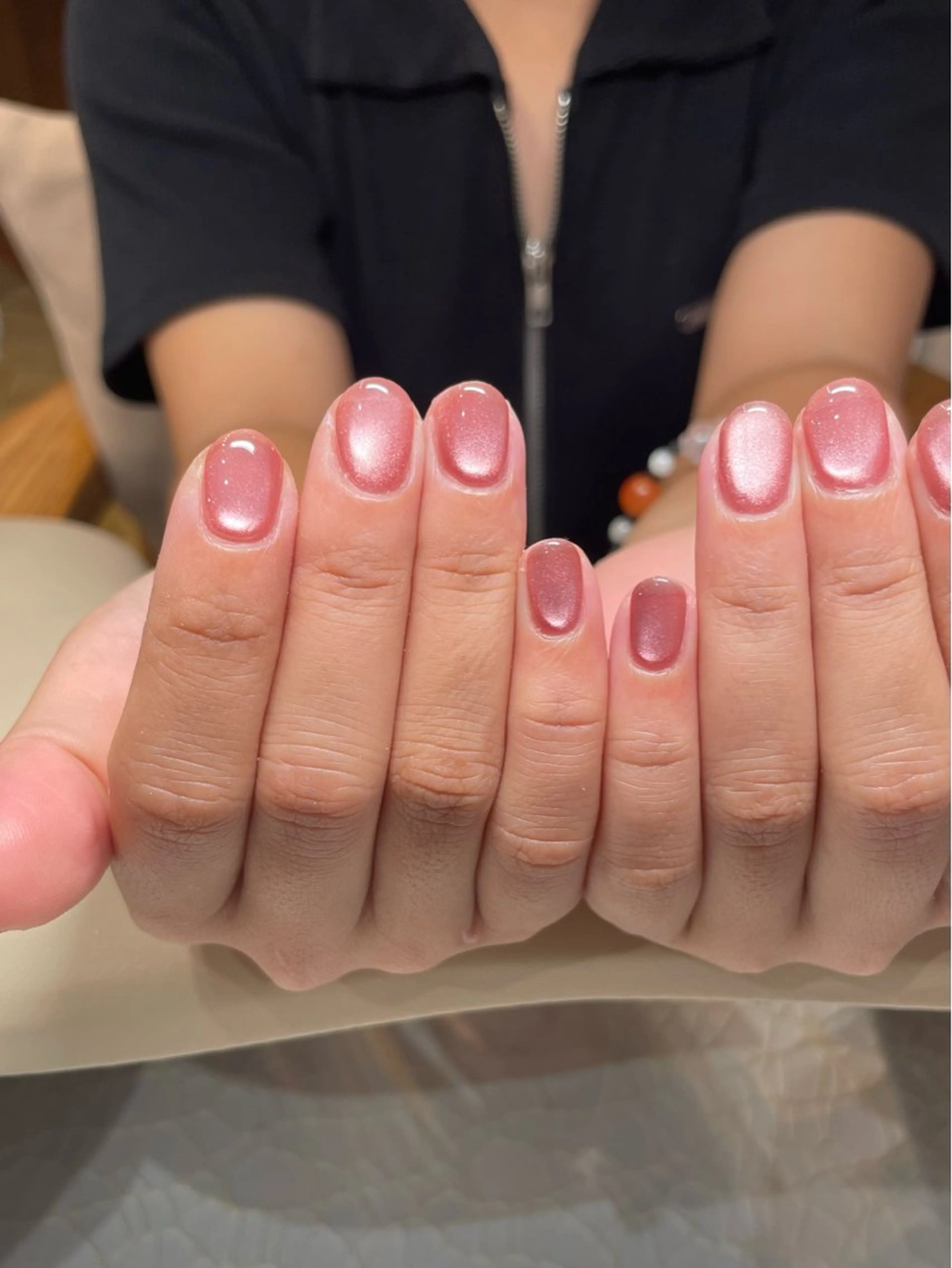 ネイル ブラウン マグネットネイル ピンク Jr.ネイリスト Yukinoのネイルデザイン