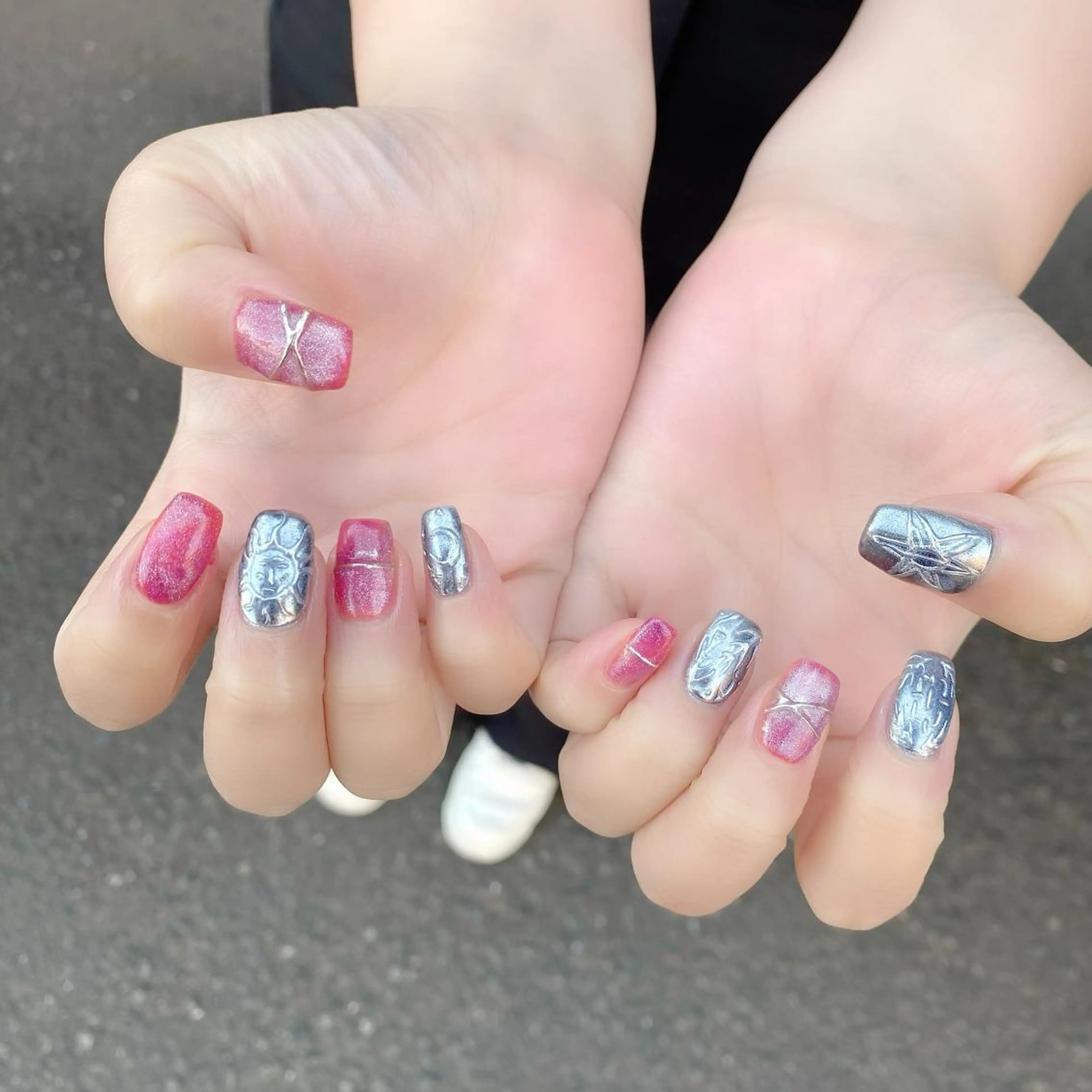 ネイル アートネイル マグネットネイル ミラーネイル 春ネイル Salon Ｋのネイルデザイン