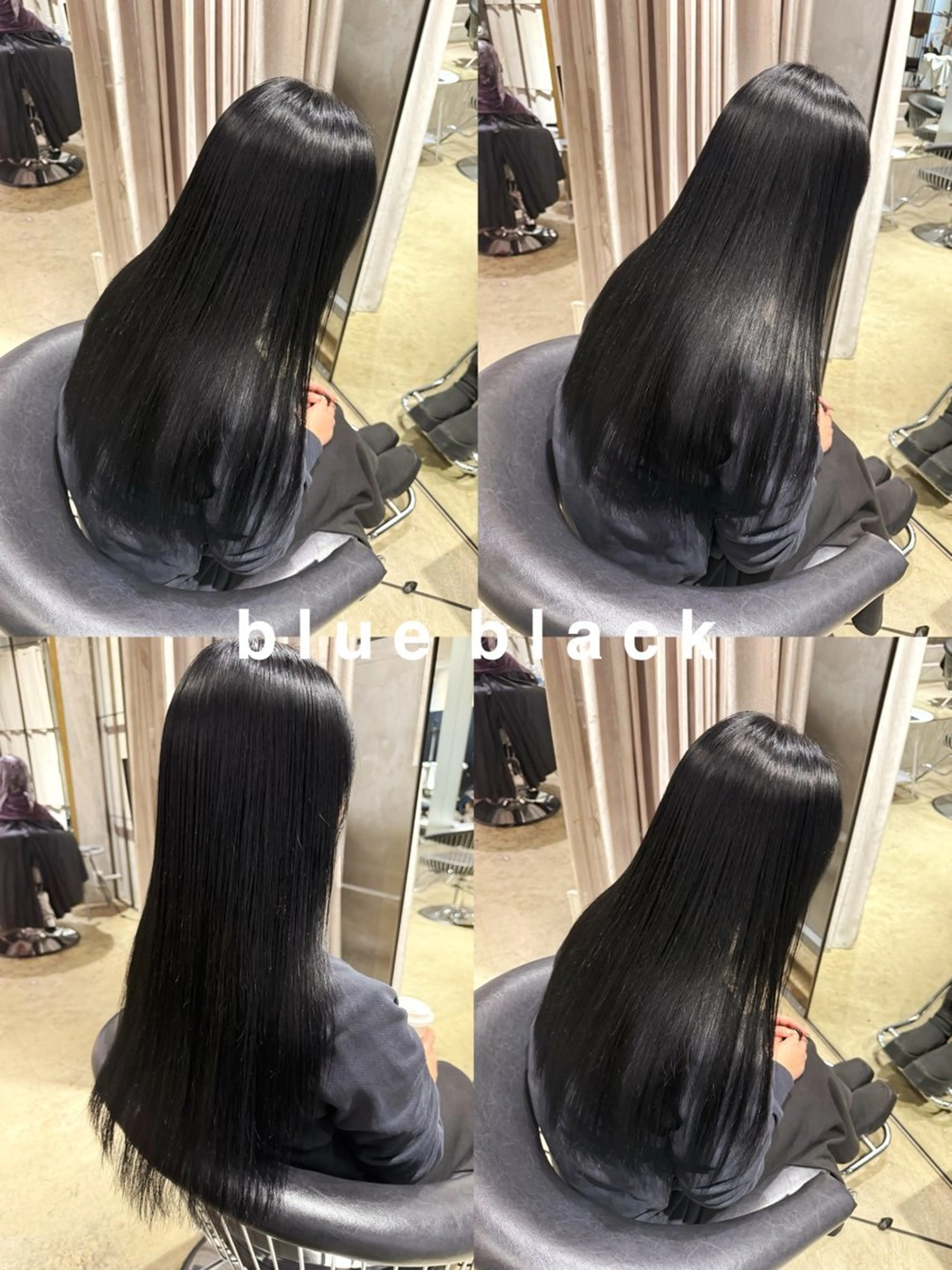 ロング カラー 黒髪 ブルーカラー ブルーブラック 須藤 優真ボブ　ショートのヘアスタイル