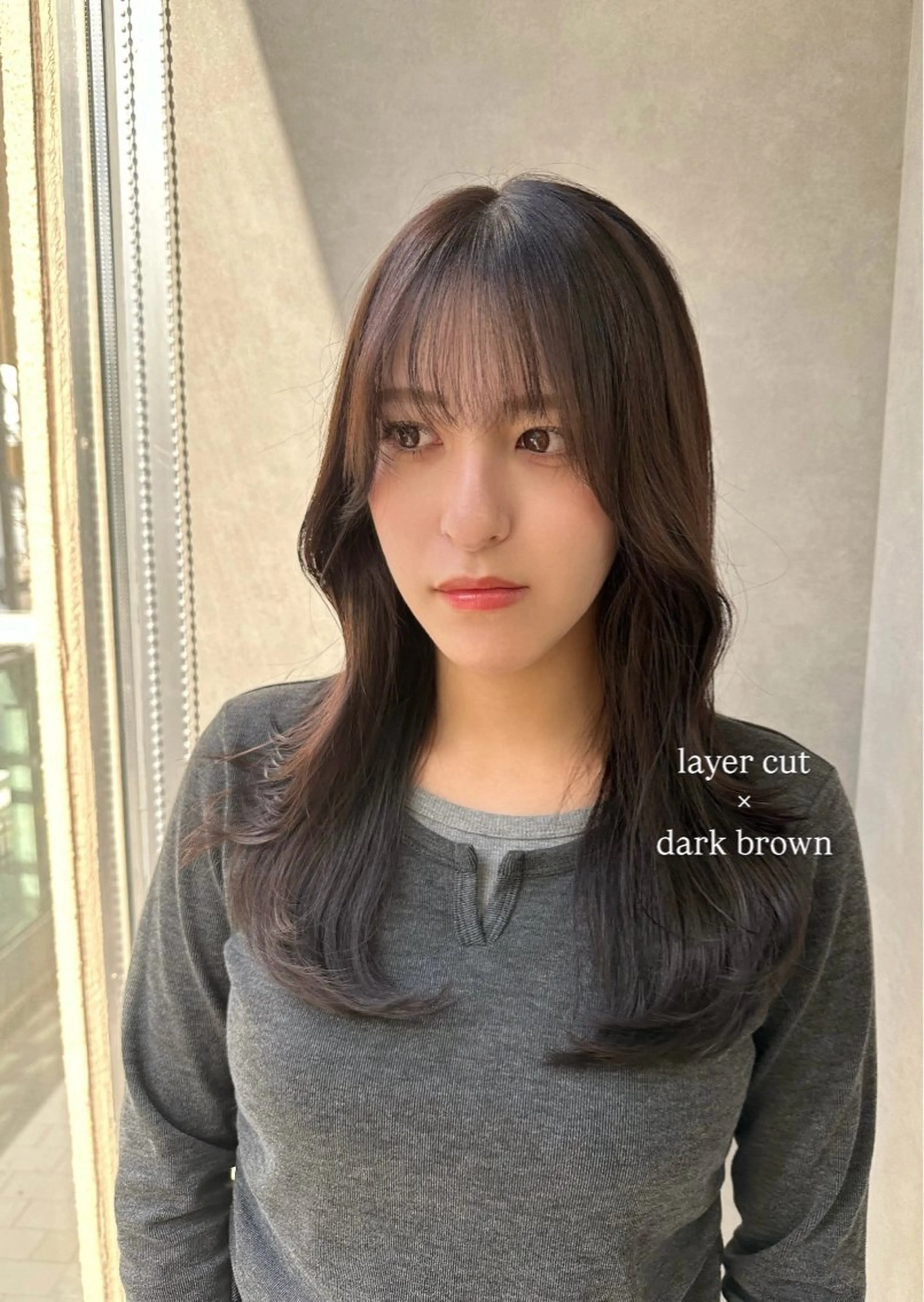 セミロング カラー ヘアアレンジ ブラウンカラー ダークブラウン レイヤーカット カット ヘアカラー トリートメント 韓国ｽﾀｲﾙ🩶/ ﾚｲﾔｰ/ayanaのヘアスタイル