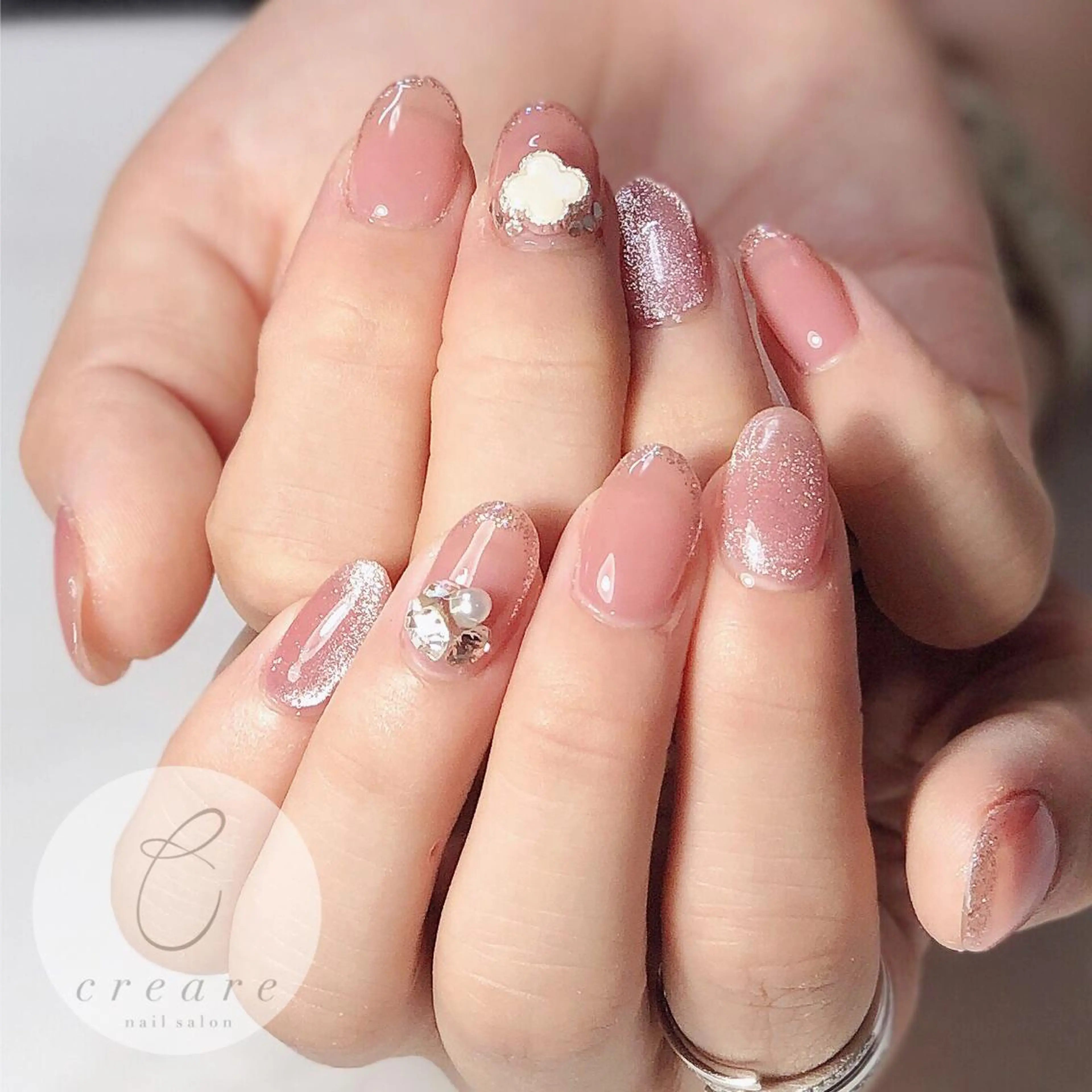 ネイル アートネイル フレンチネイル ジェルネイル ラメ(グリッター) マグネットネイル 辻野 和枝のネイルデザイン