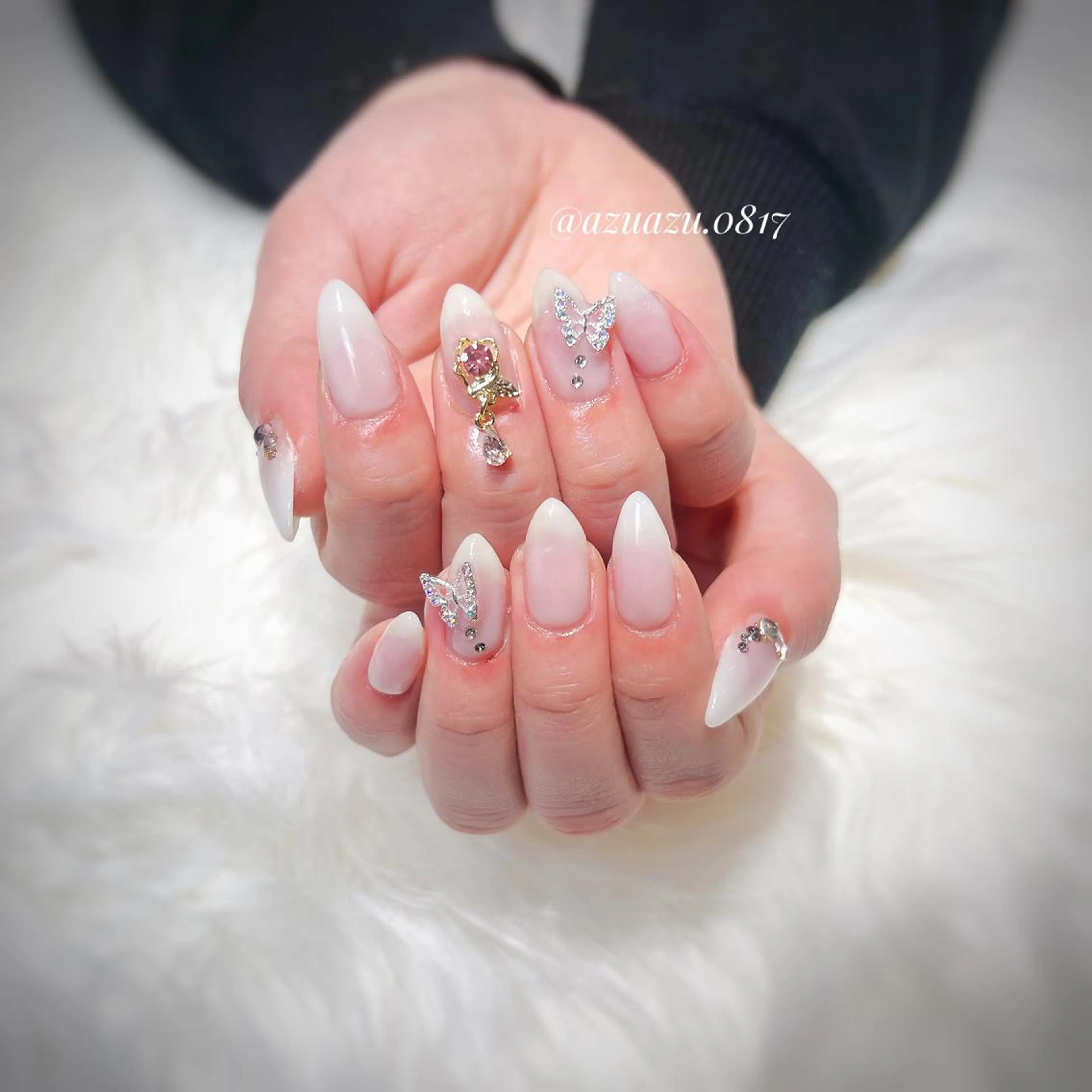【HAND】ジェルワンカラーorラメグラデーション（一色）＋アート6本★オフ無❌の写真