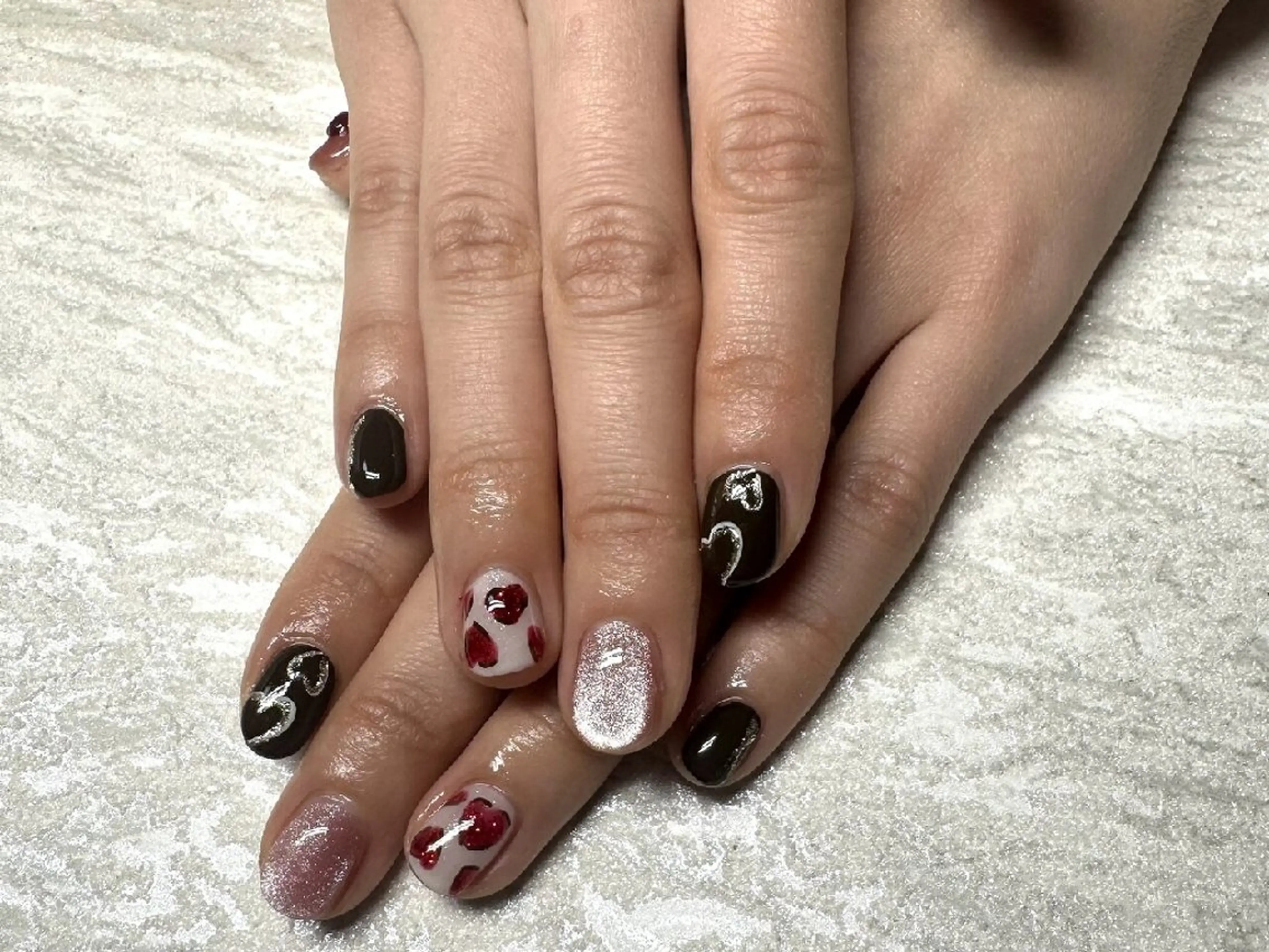 ネイル アートネイル ニュアンスネイル ワンカラーネイル バレンタイン JULIE NAILのネイルデザイン