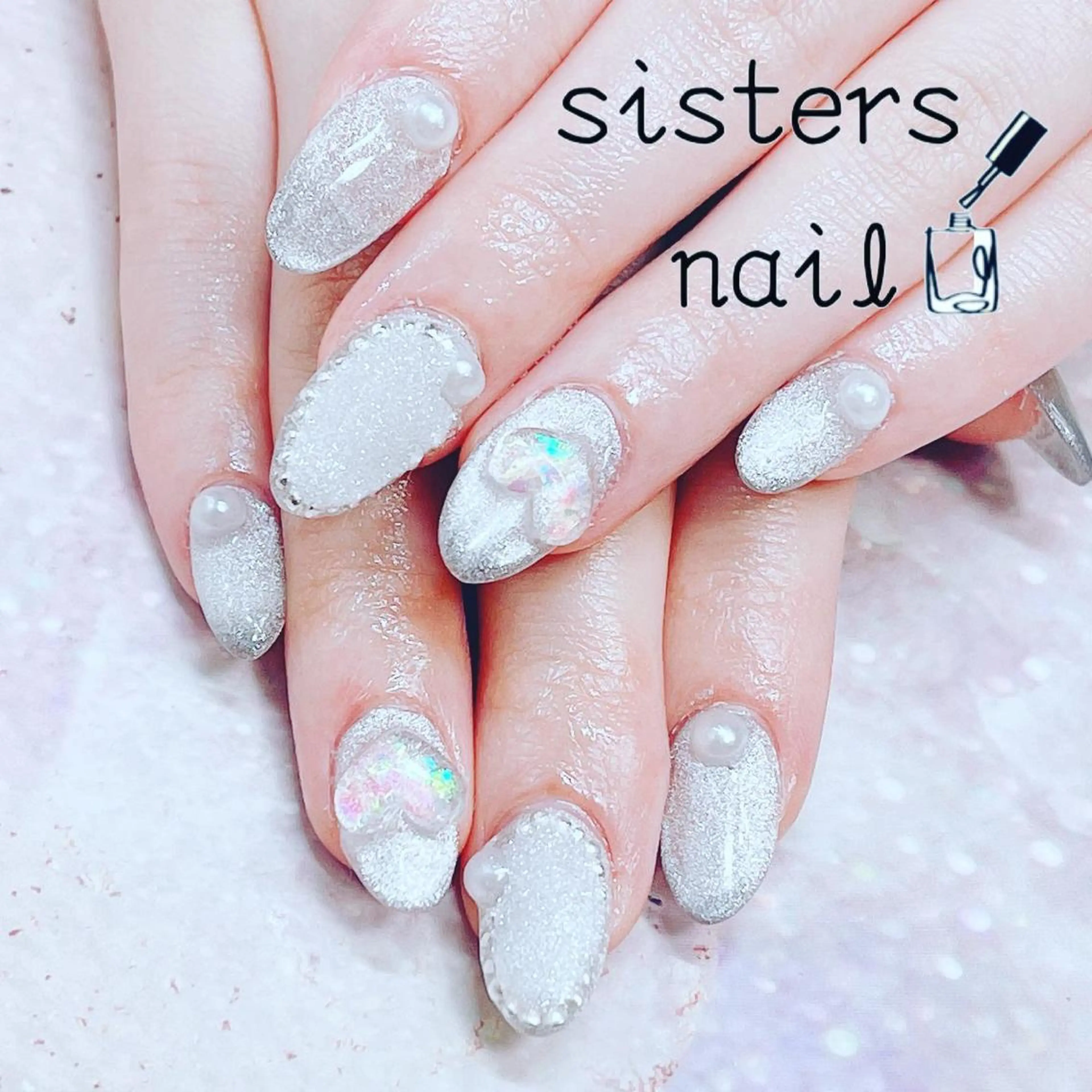 ネイル アートネイル オーロラネイル ハート キラキラネイル マグネットネイル ハンドネイル ハンドケア sisters nail.fのネイルデザイン