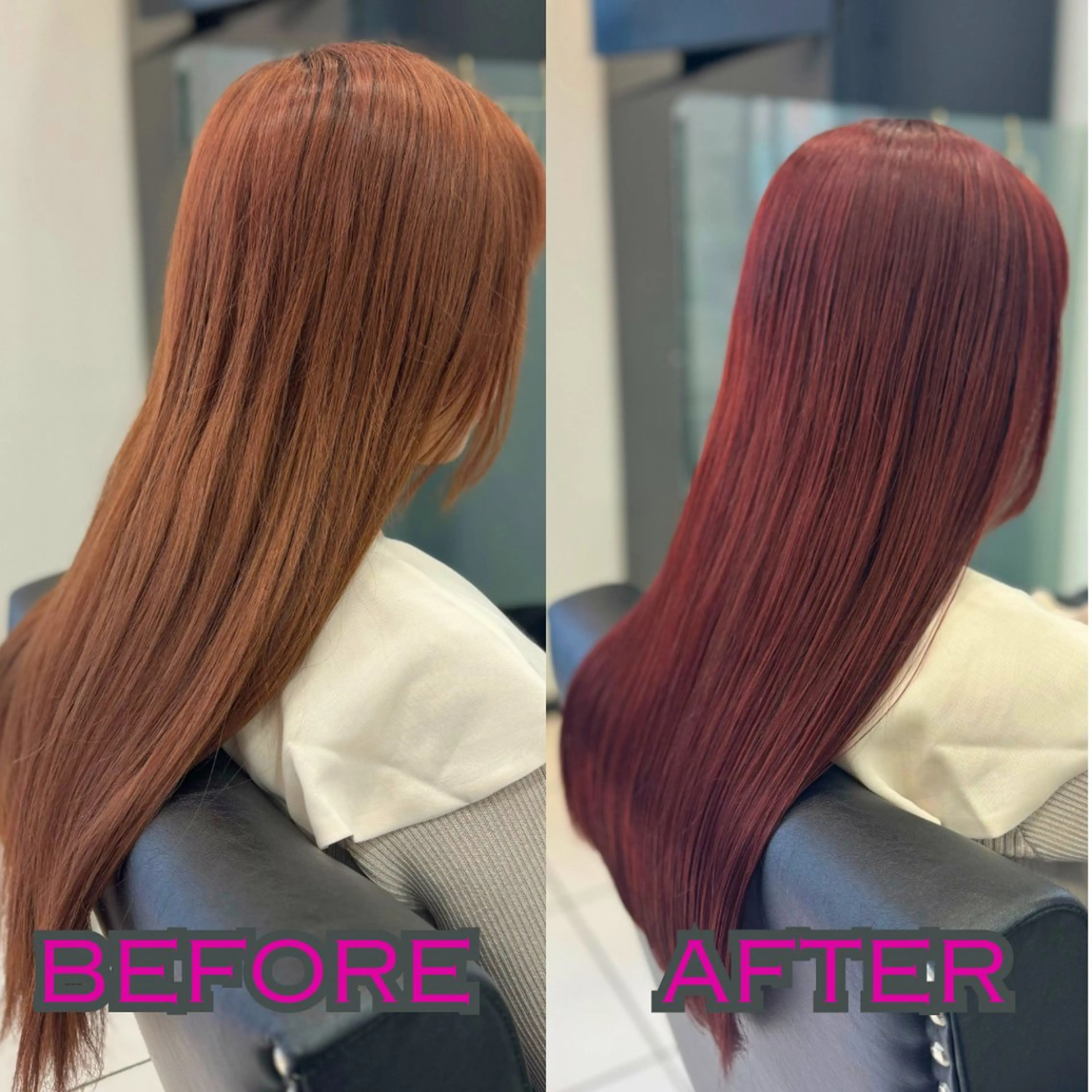 セミロング カット ヘアカラー トリートメント YASU🍎ピンク/ 赤系カラー/髪質改善のヘアスタイル